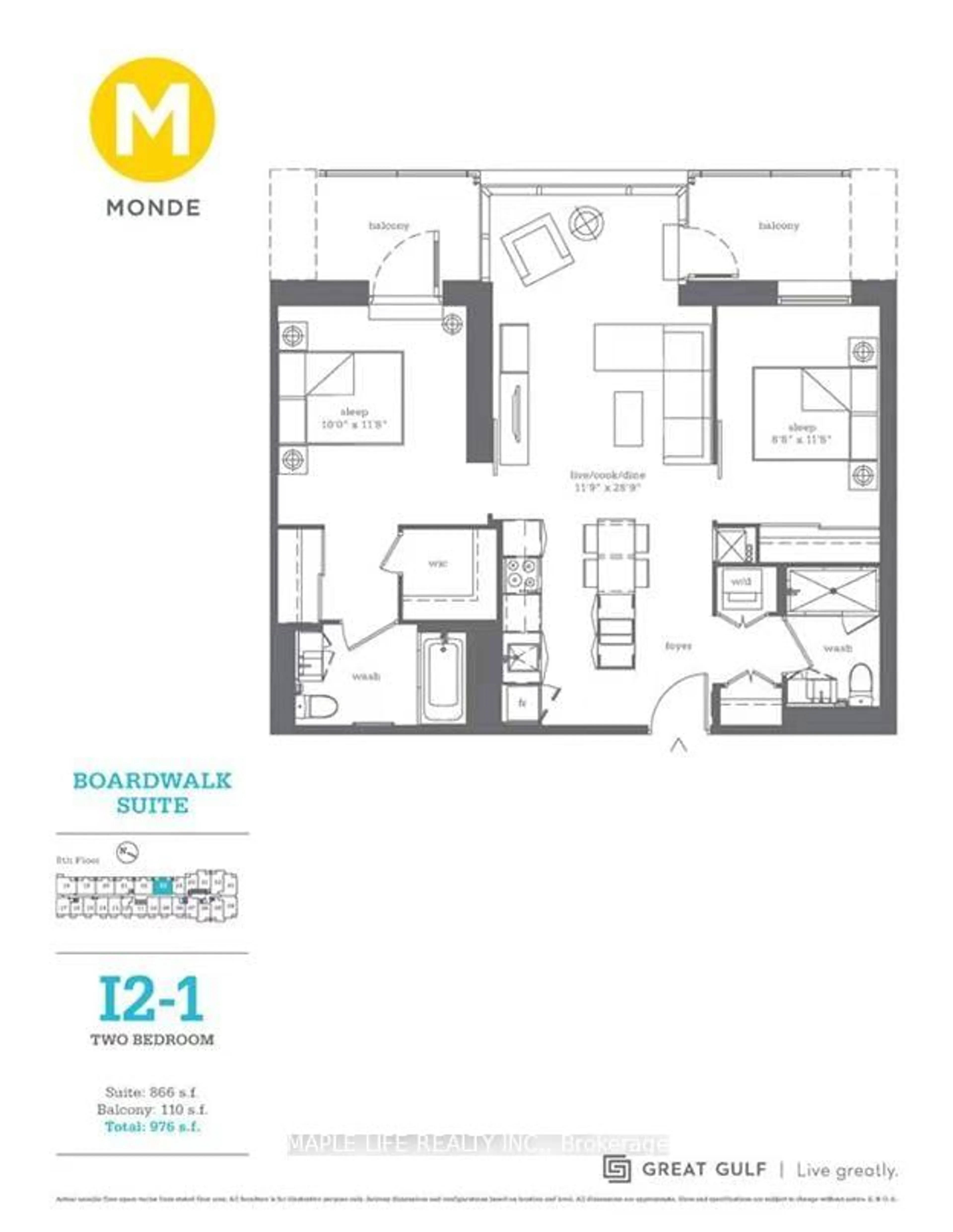 Floor plan for 12 Bonnycastle St #823, Toronto Ontario M5A 0C8