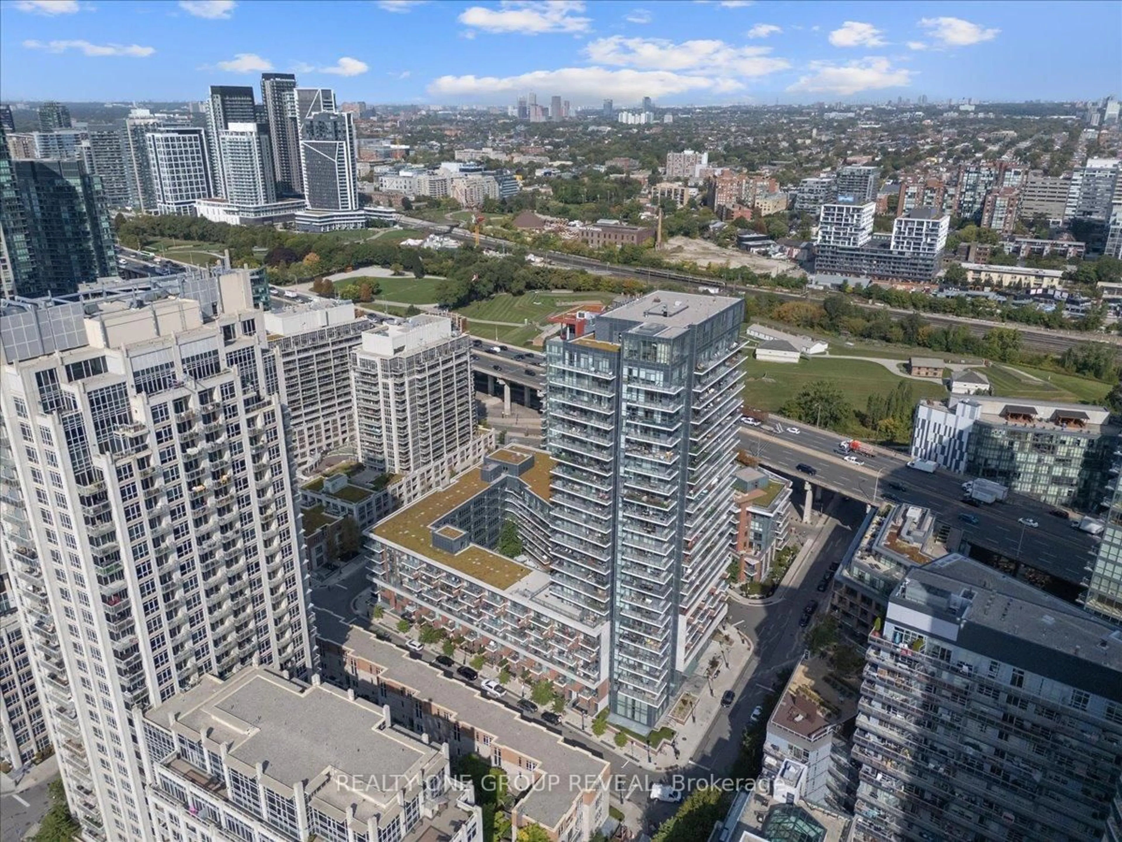 A pic from outside/outdoor area/front of a property/back of a property/a pic from drone, city buildings view from balcony for 38 Iannuzzi St #341, Toronto Ontario M5V 0J2