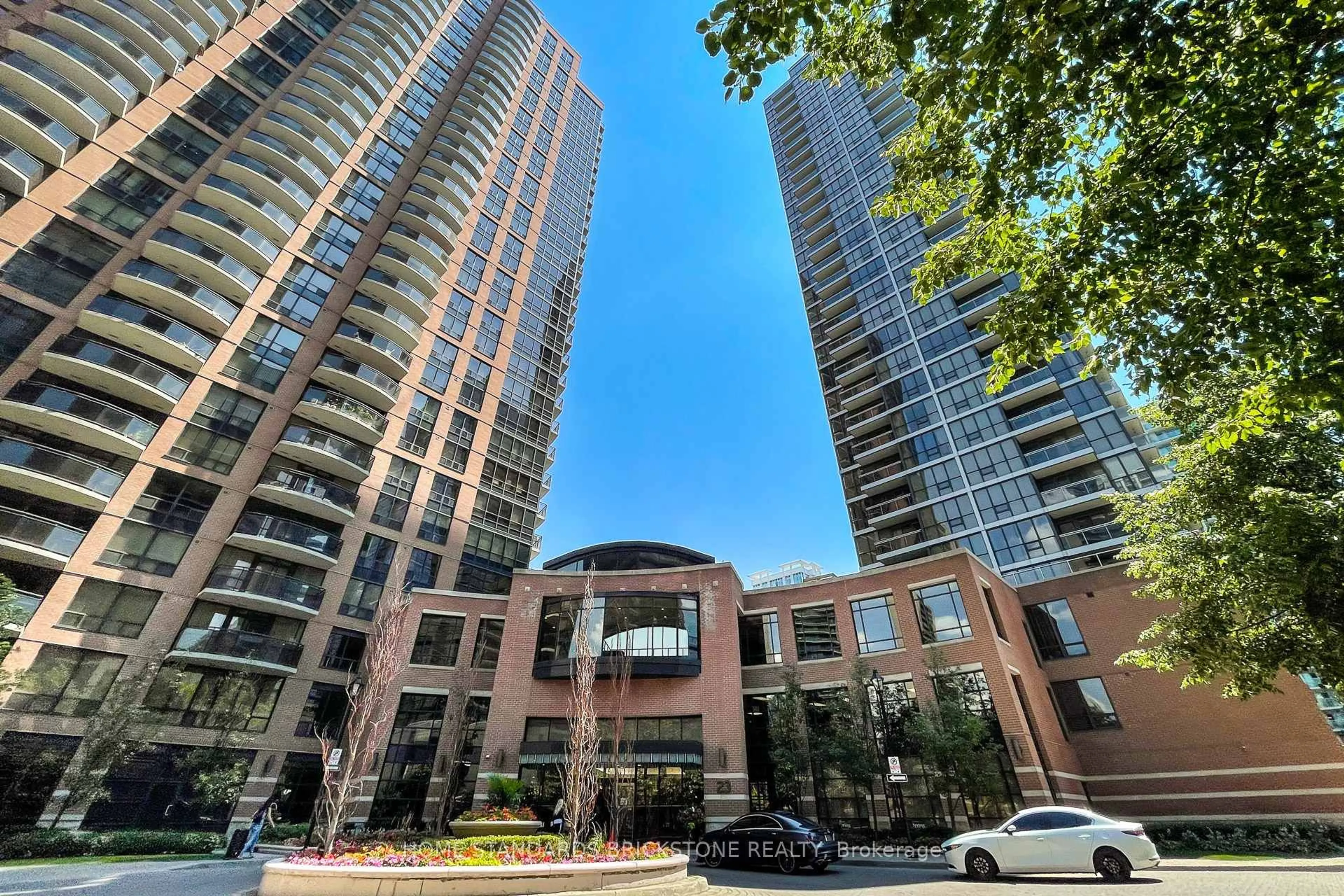 Patio, city buildings view from balcony for 33 Sheppard Ave #2712, Toronto Ontario M2N 7K1