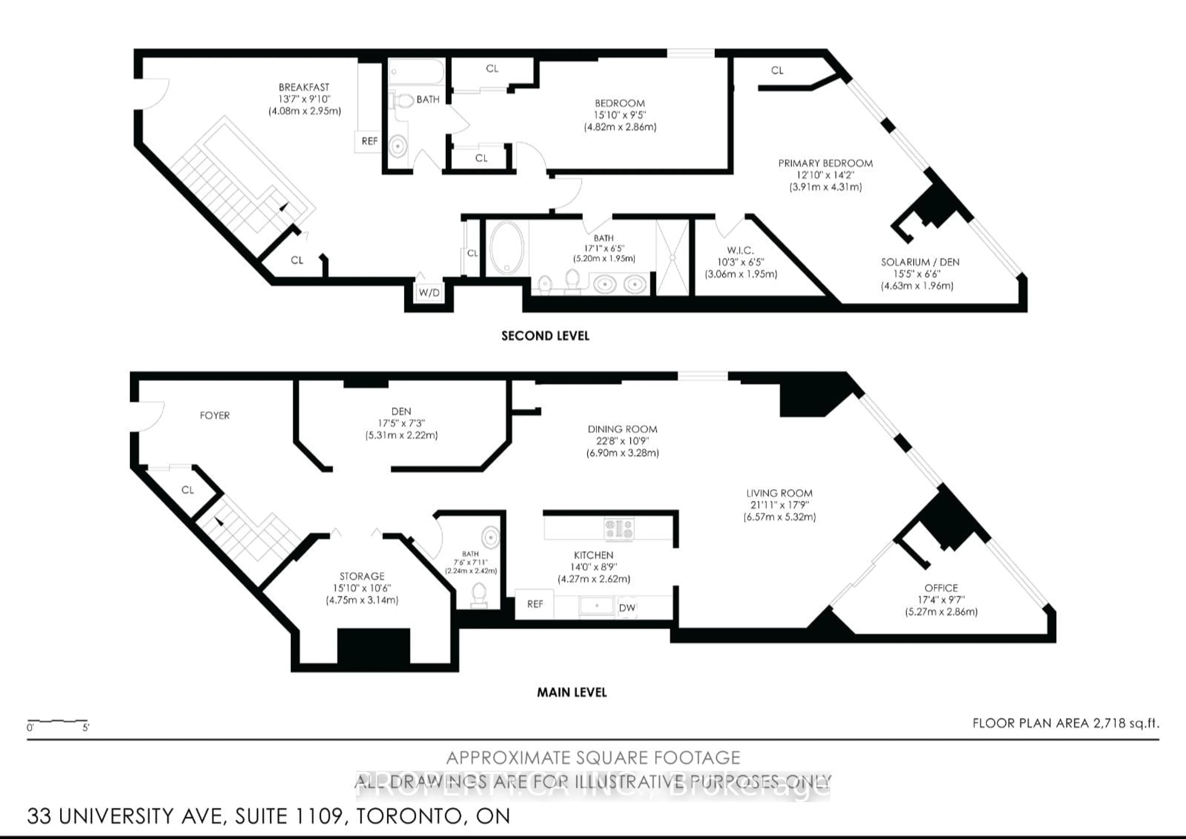 Floor plan for 33 University Ave #1109, Toronto Ontario M5J 2S7