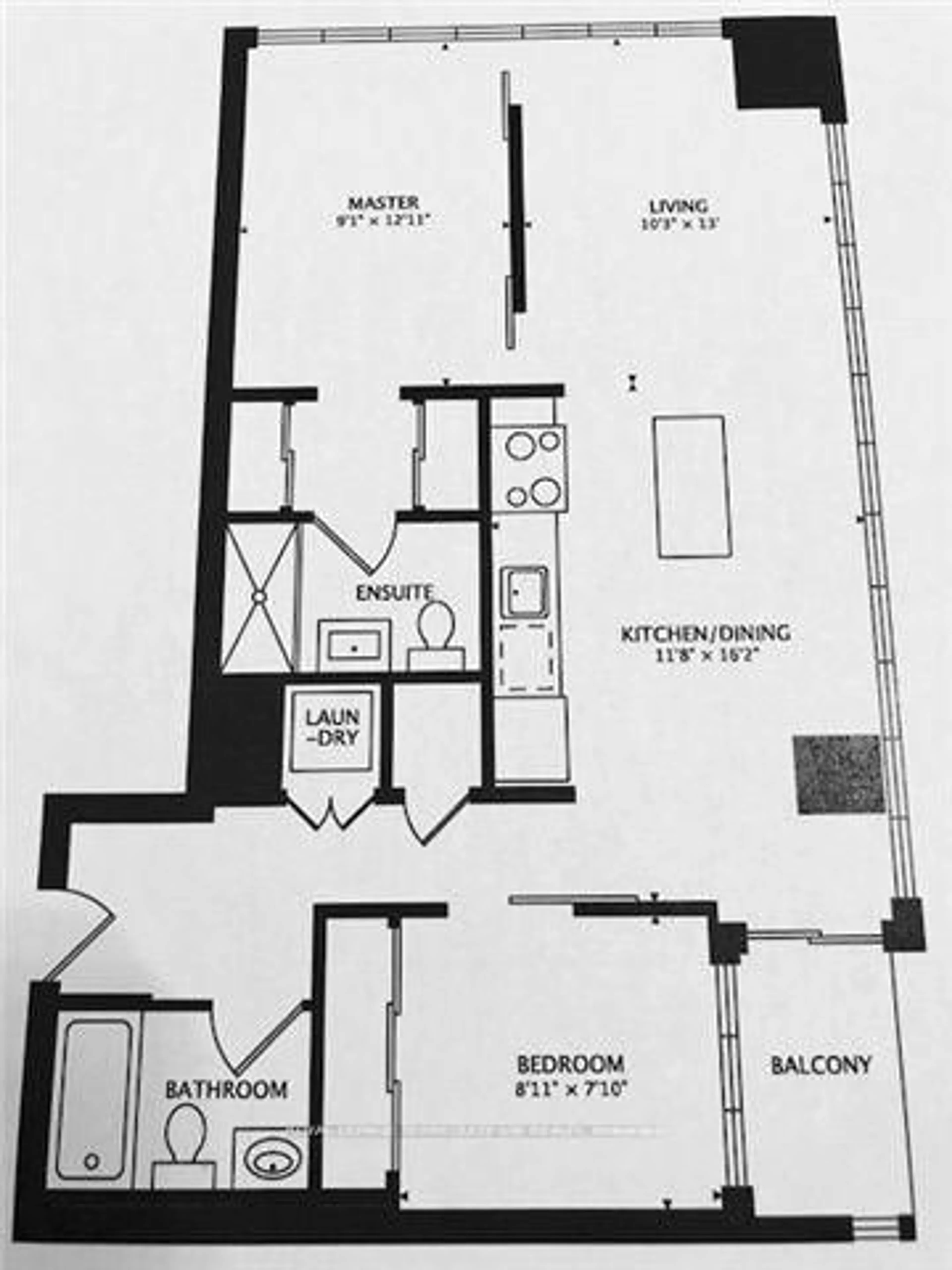 Floor plan for 110 Charles St #707, Toronto Ontario M4Y 2W7