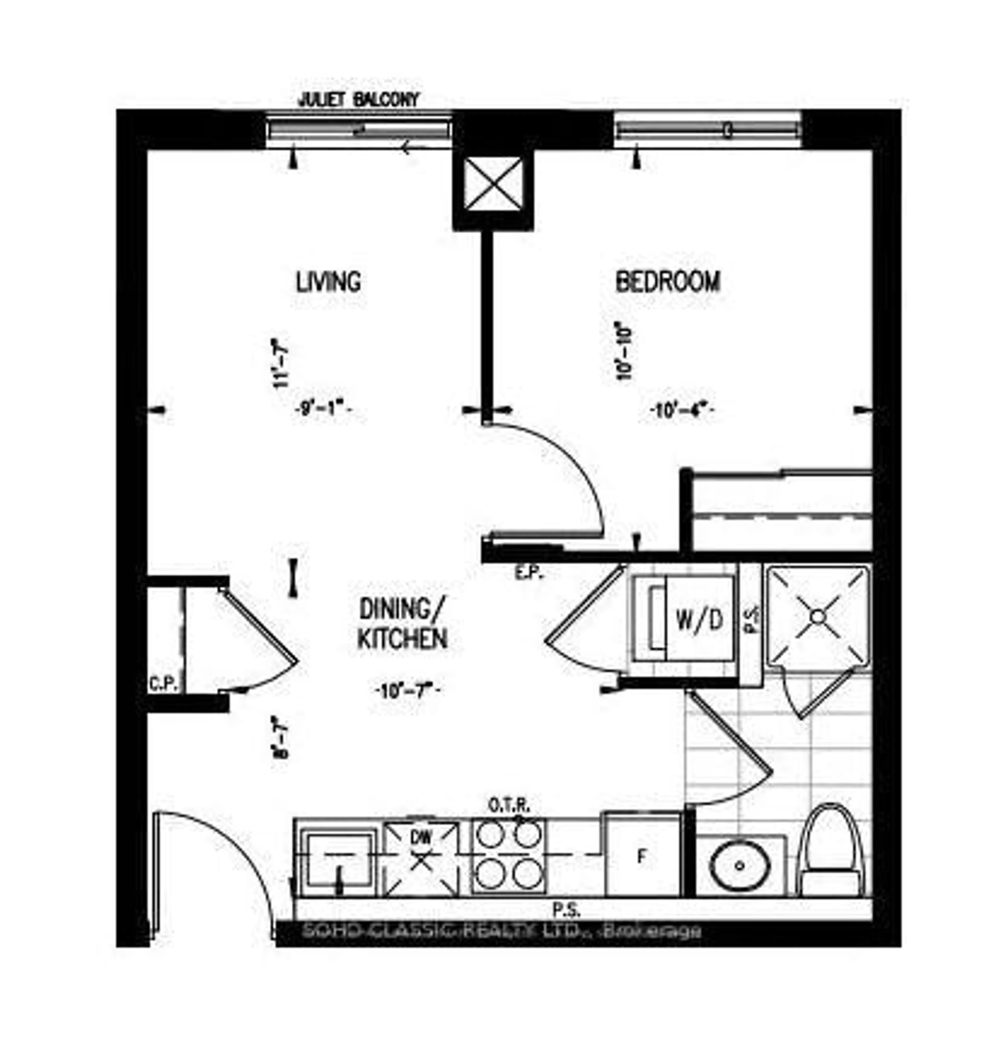 Floor plan for 543 Richmond St #512, Toronto Ontario M5V 0W9