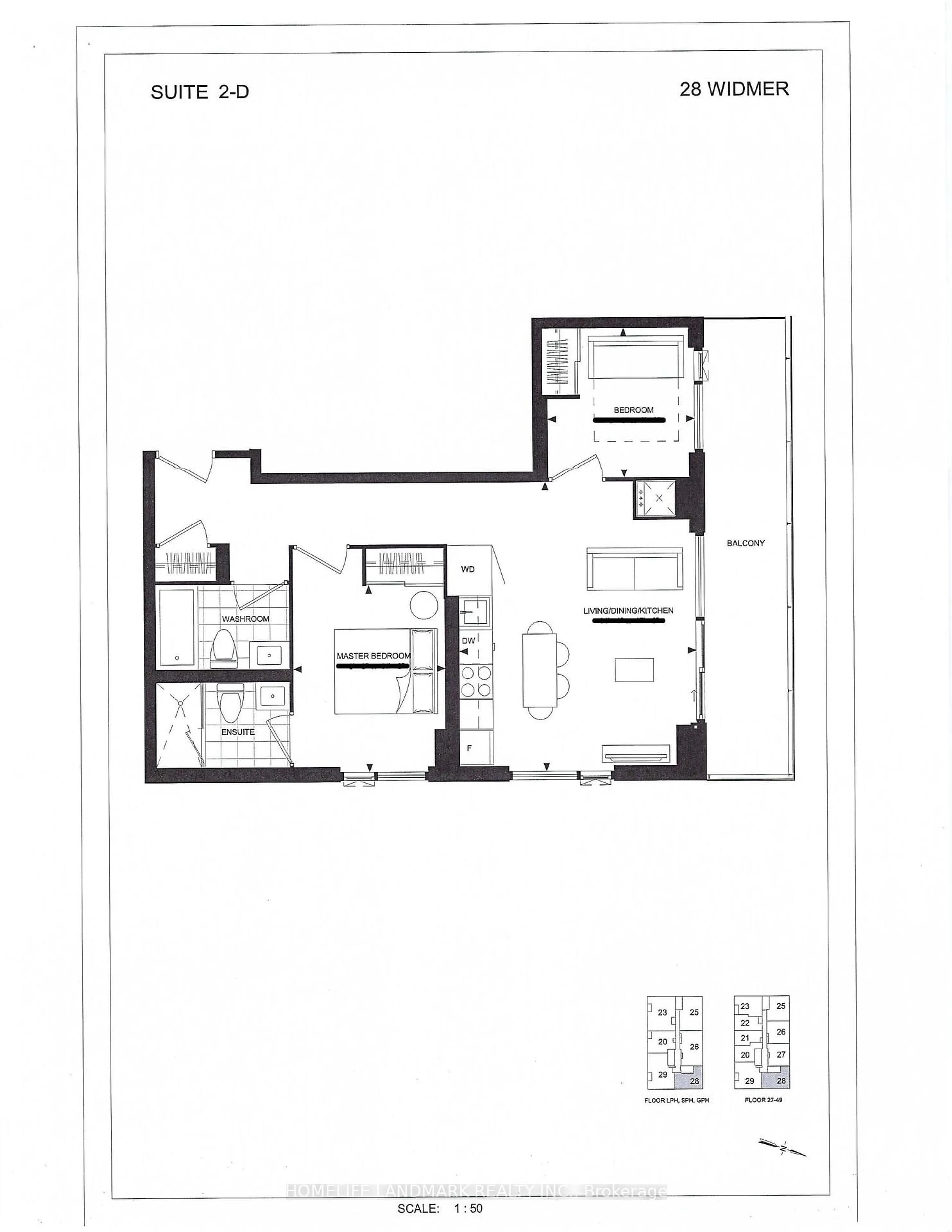 Floor plan for 28 Widmer St #3128, Toronto Ontario M5V 0T2