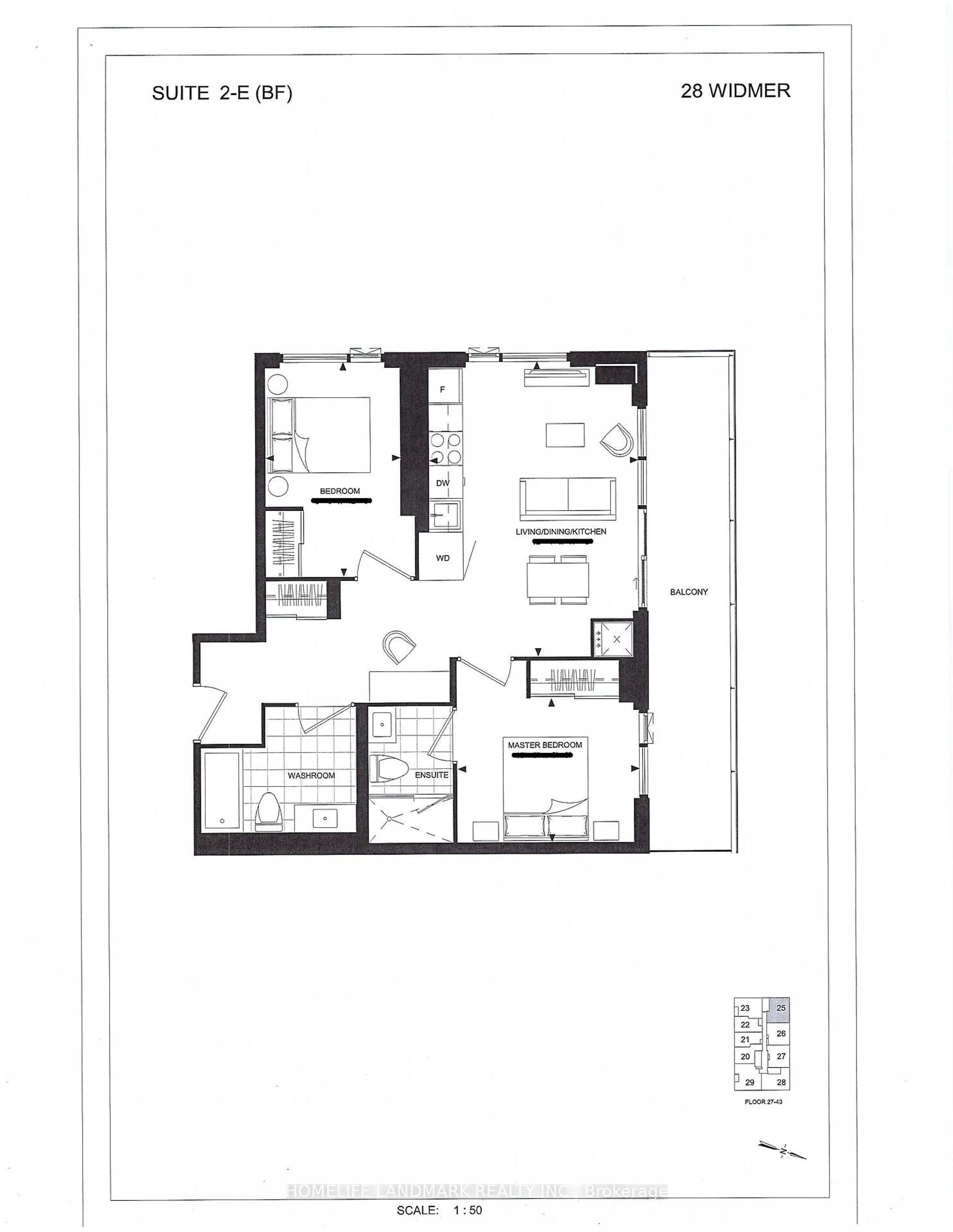 Floor plan for 28 Widmer St #3625, Toronto Ontario M5V 0T2