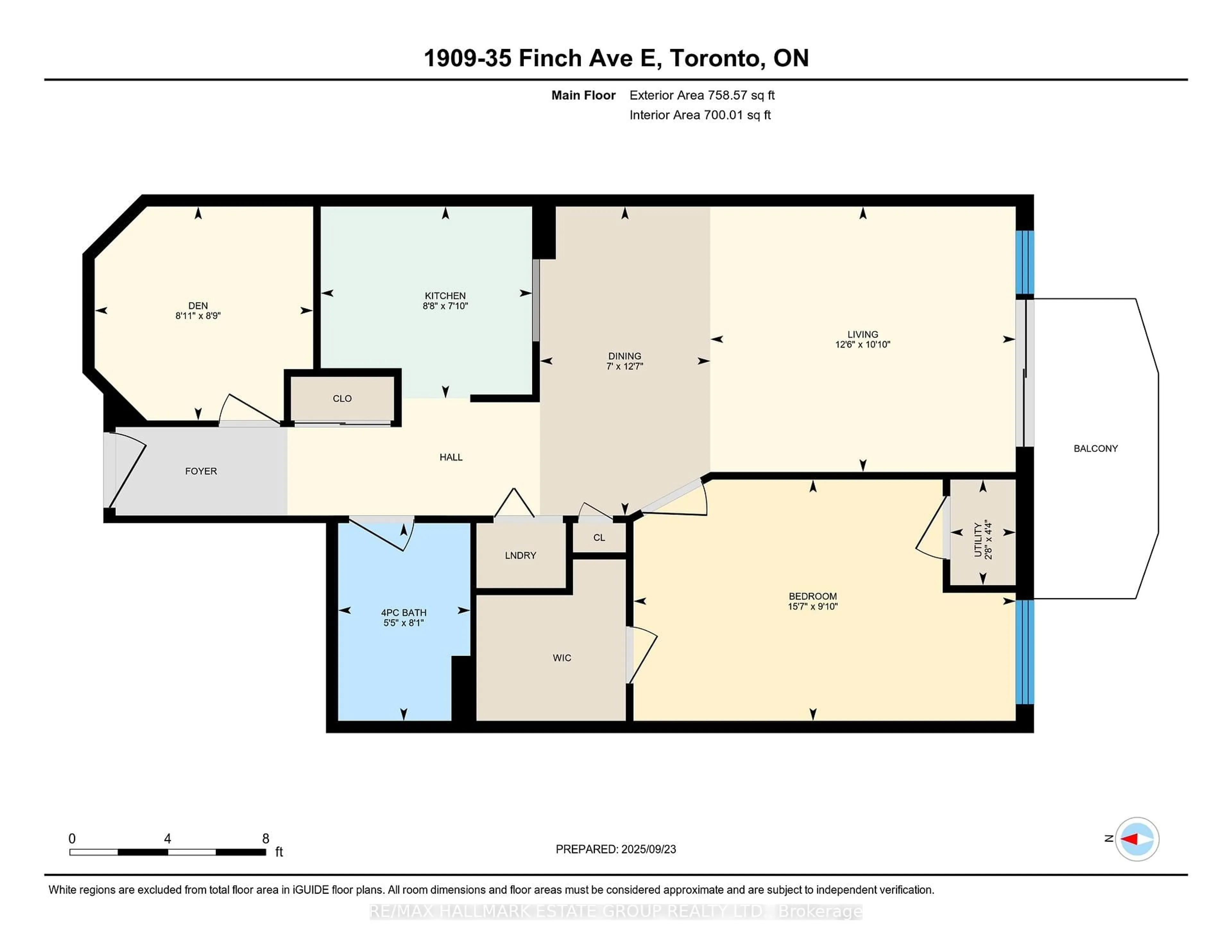 Floor plan for 35 Finch Ave #1909, Toronto Ontario M2N 6Z8