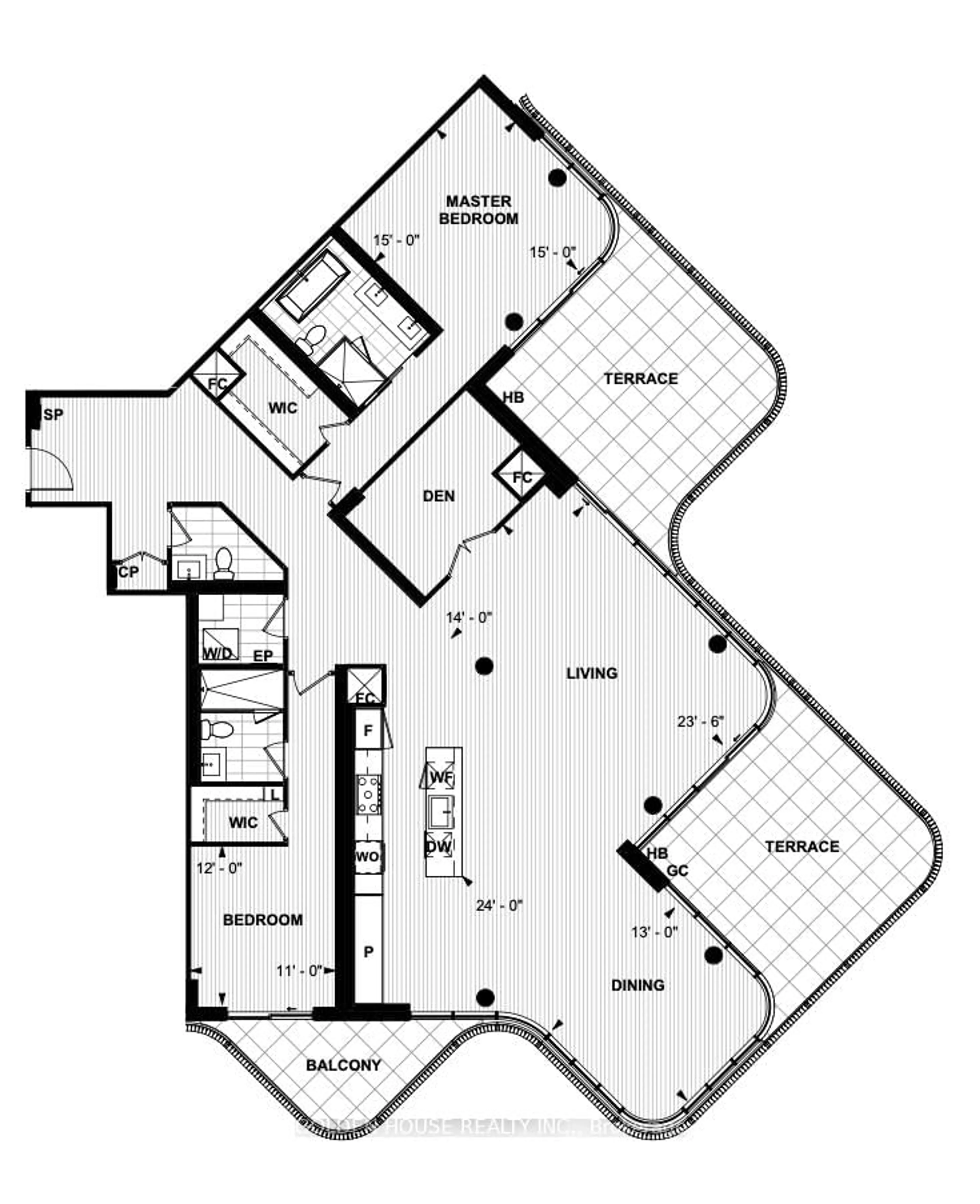 Floor plan for 155 Merchants' Wharf #LPH22, Toronto Ontario M5A 0Y4