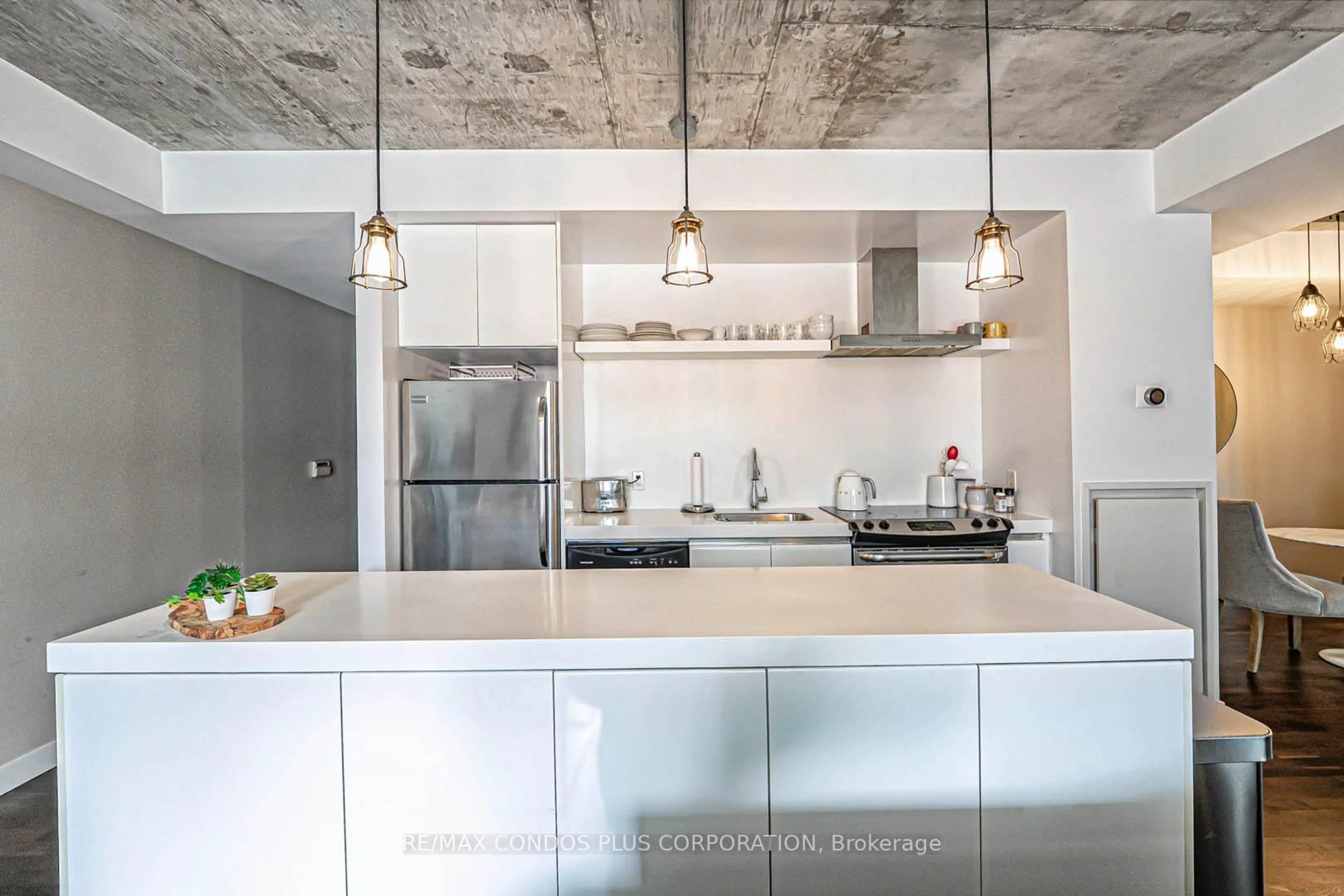 Contemporary kitchen, cement floor for 75 Portland St #424, Toronto Ontario M5V 2M9