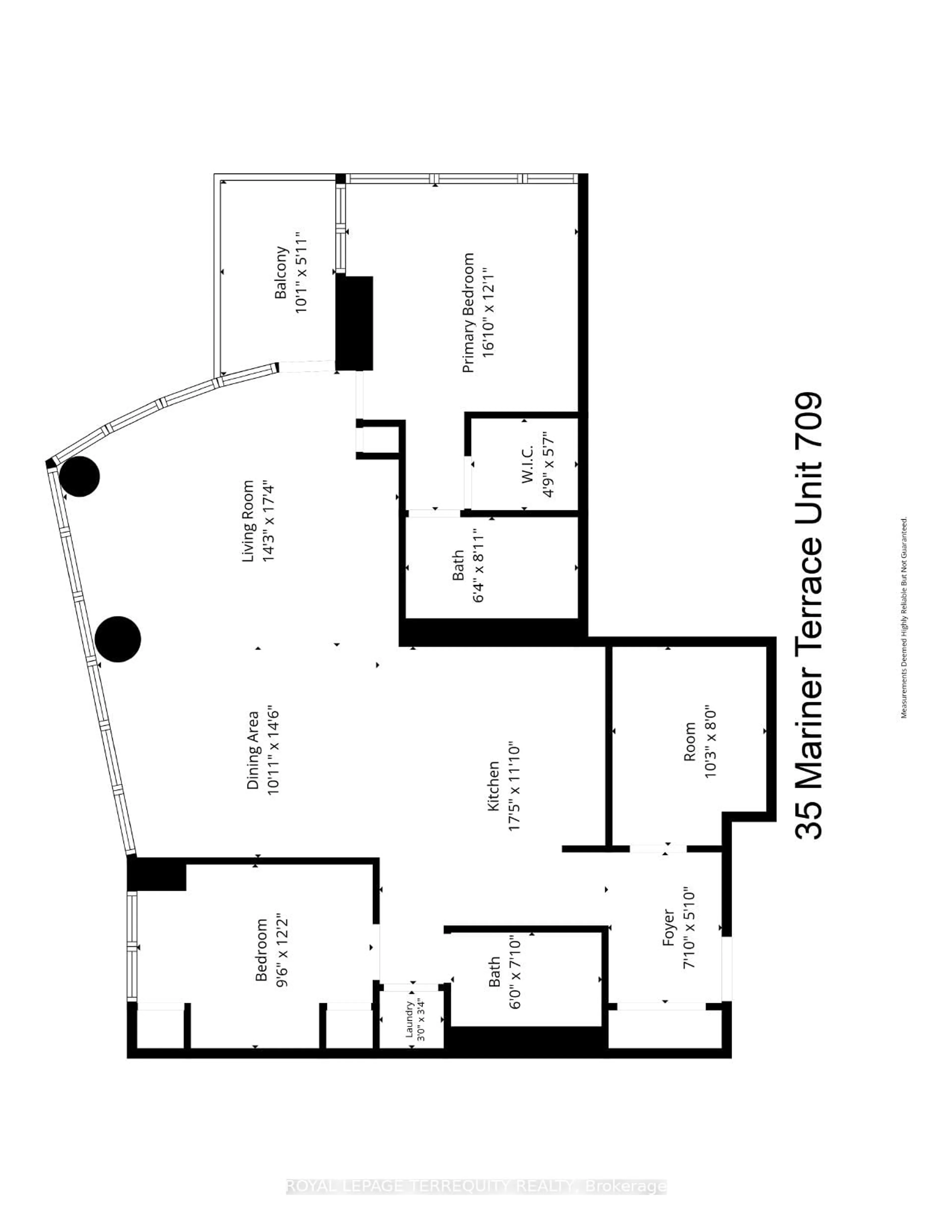 Floor plan for 35 Mariner Terr #709, Toronto Ontario M5V 3V9
