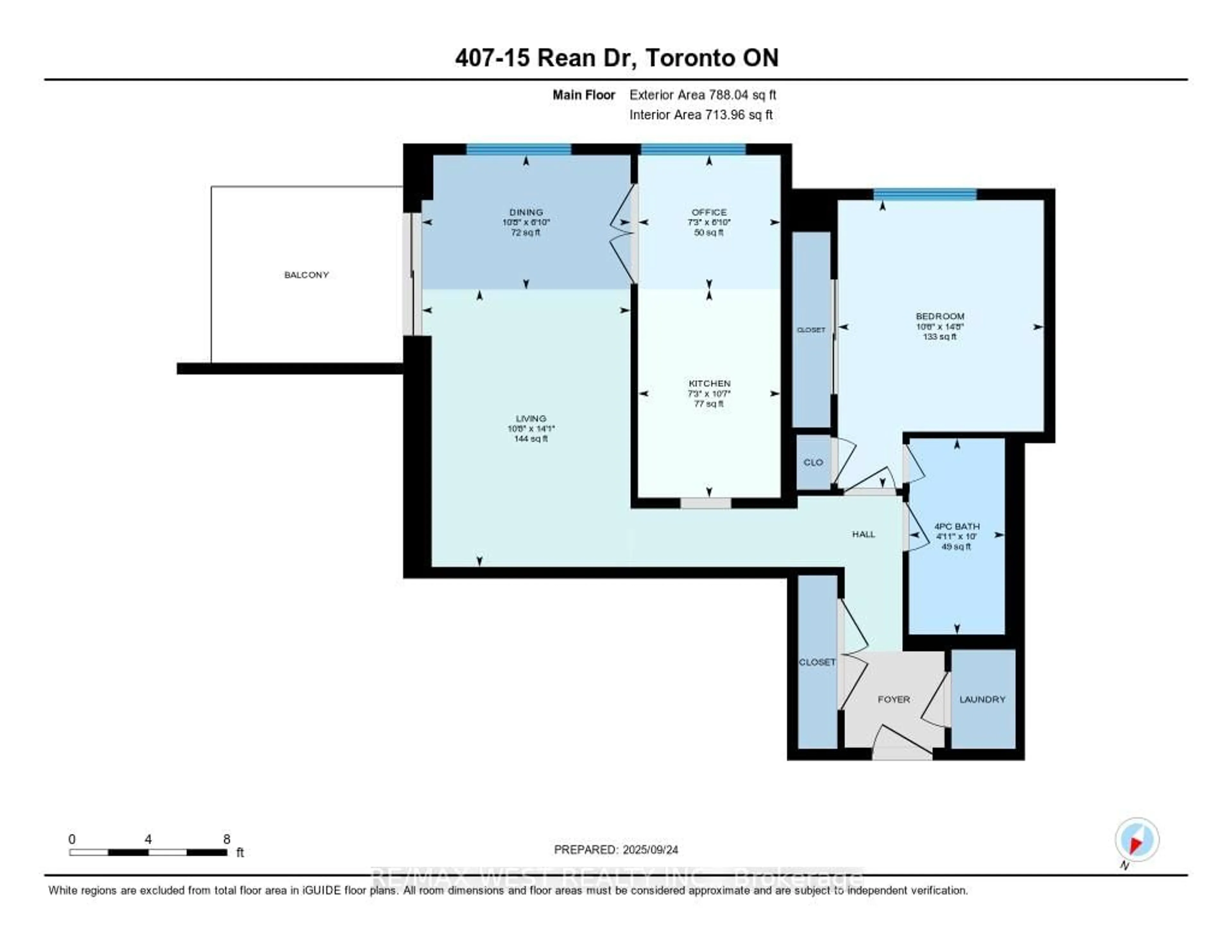 Floor plan for 15 Rean Dr #407, Toronto Ontario M2K 0A7