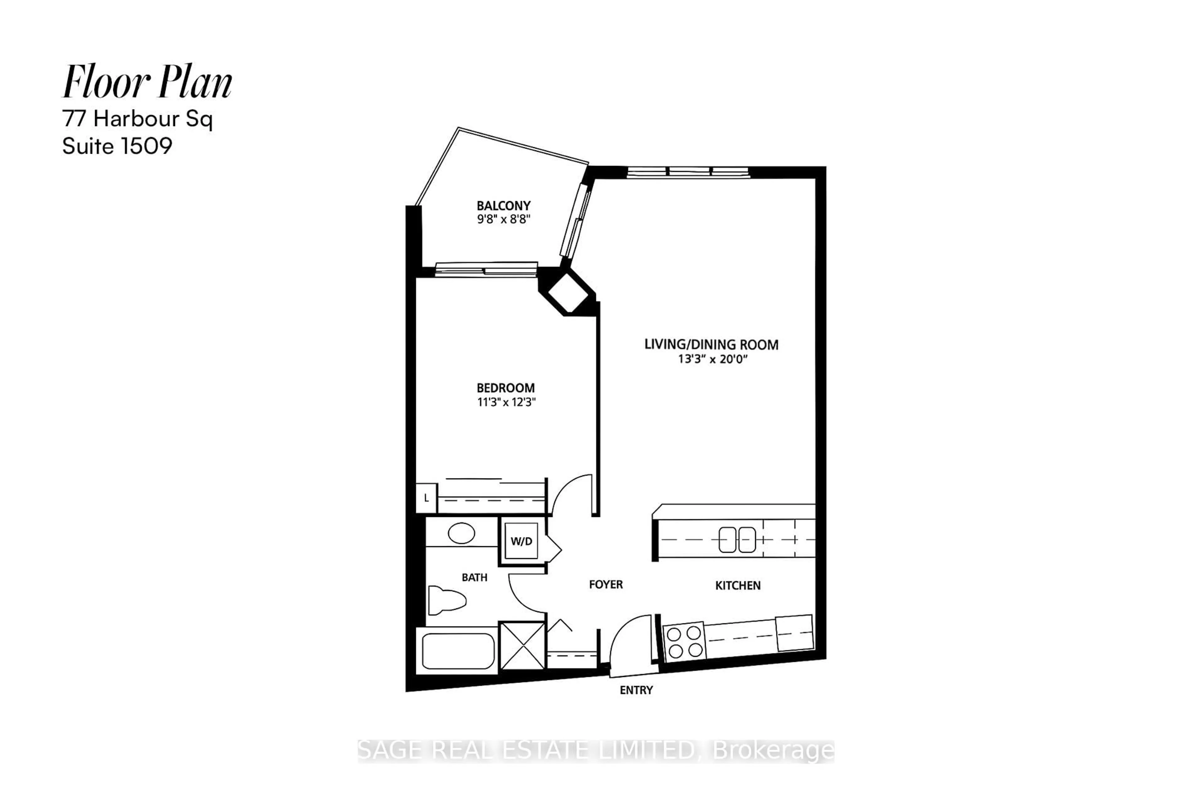 Floor plan for 77 Harbour Sq #1509, Toronto Ontario M5J 2S2