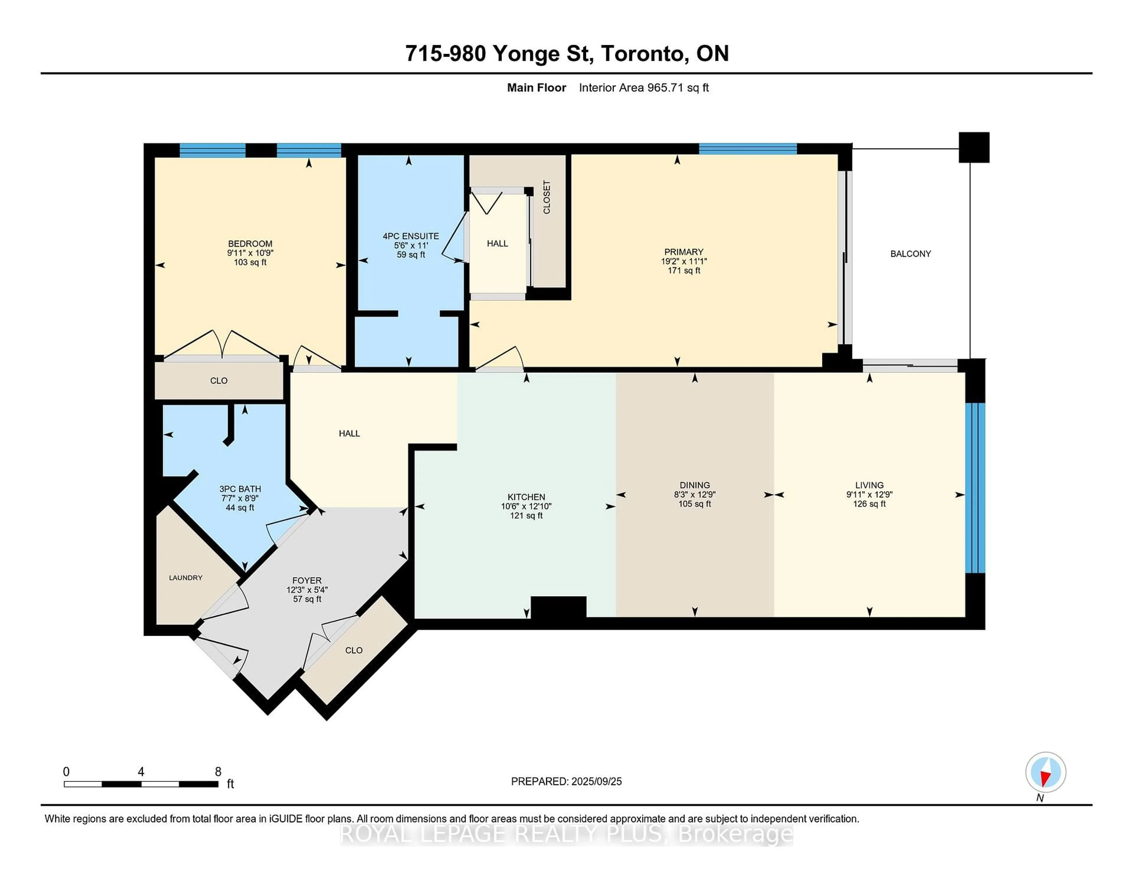 Floor plan for 980 Yonge St #715, Toronto Ontario M4W 3V8