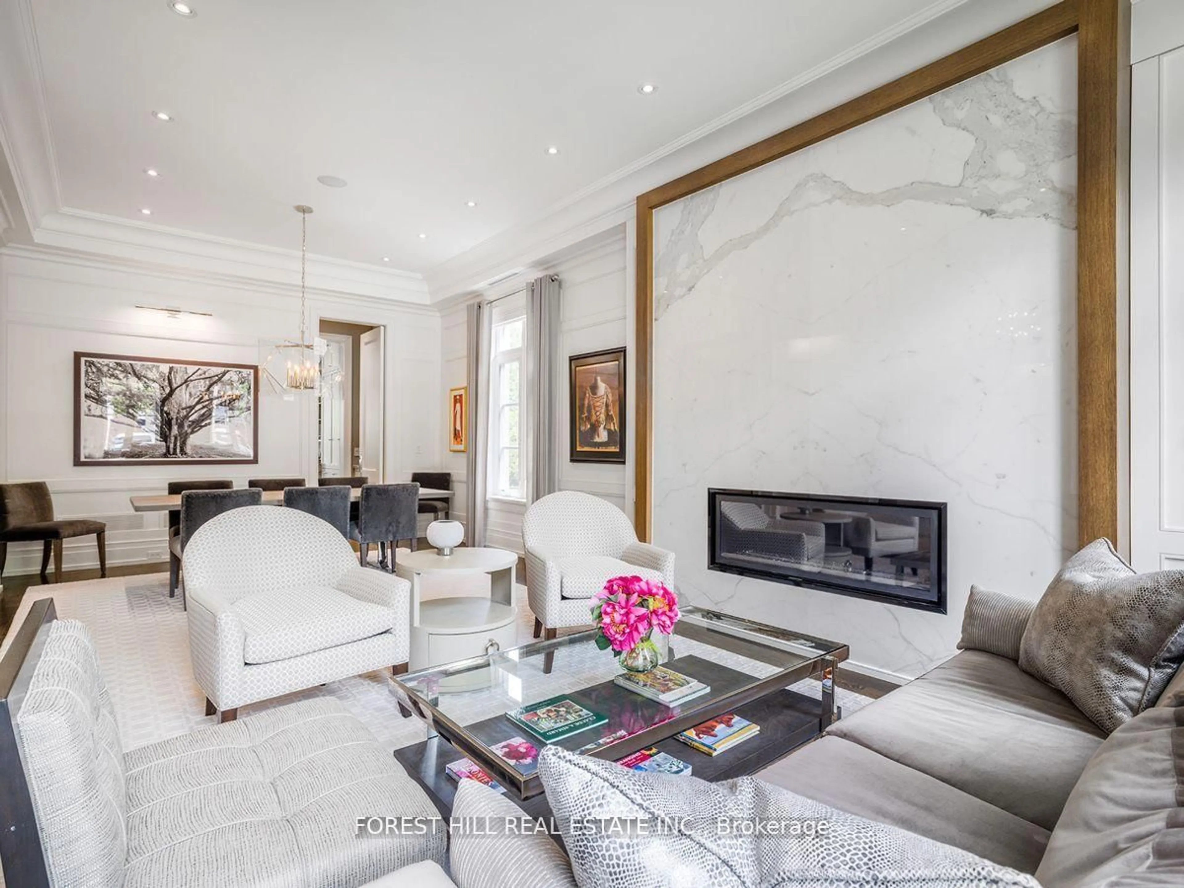 Living room with furniture, ceramic/tile floor for 19 Vesta Dr, Toronto Ontario M5P 2Z4
