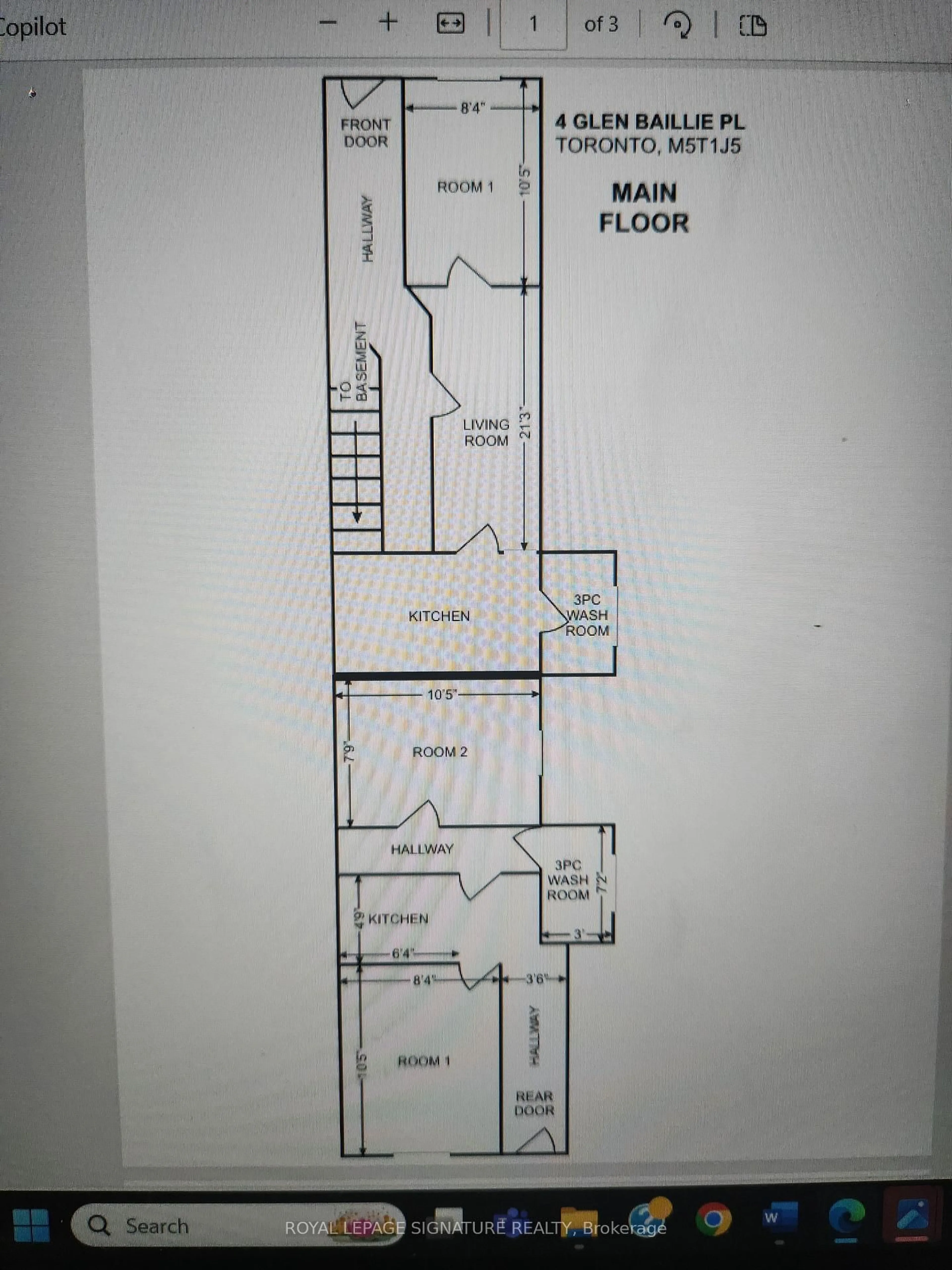 Floor plan for 4 Glen Baillie Pl, Toronto Ontario M5T 1J5