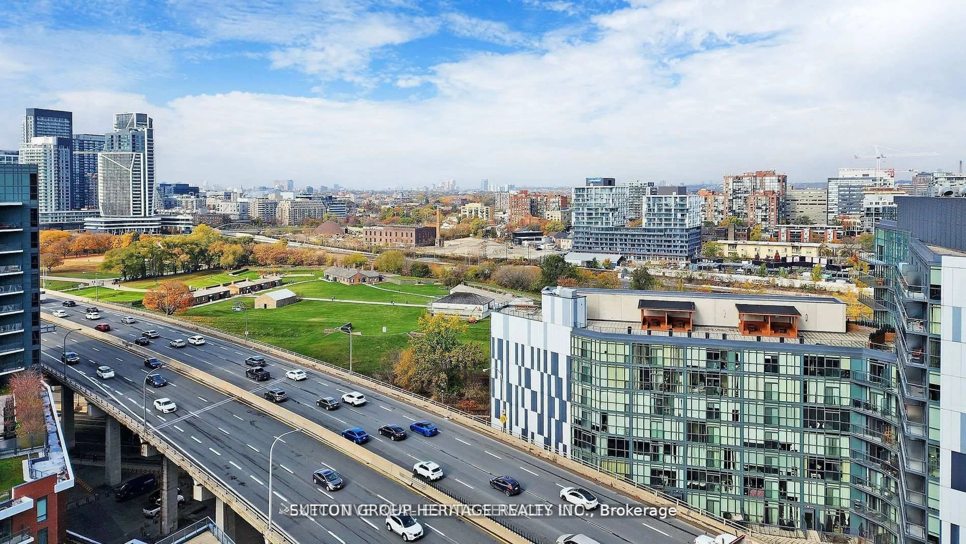 A pic from outside/outdoor area/front of a property/back of a property/a pic from drone, city buildings view from balcony for 20 Bruyeres Mews #1901, Toronto Ontario M5V 0G8