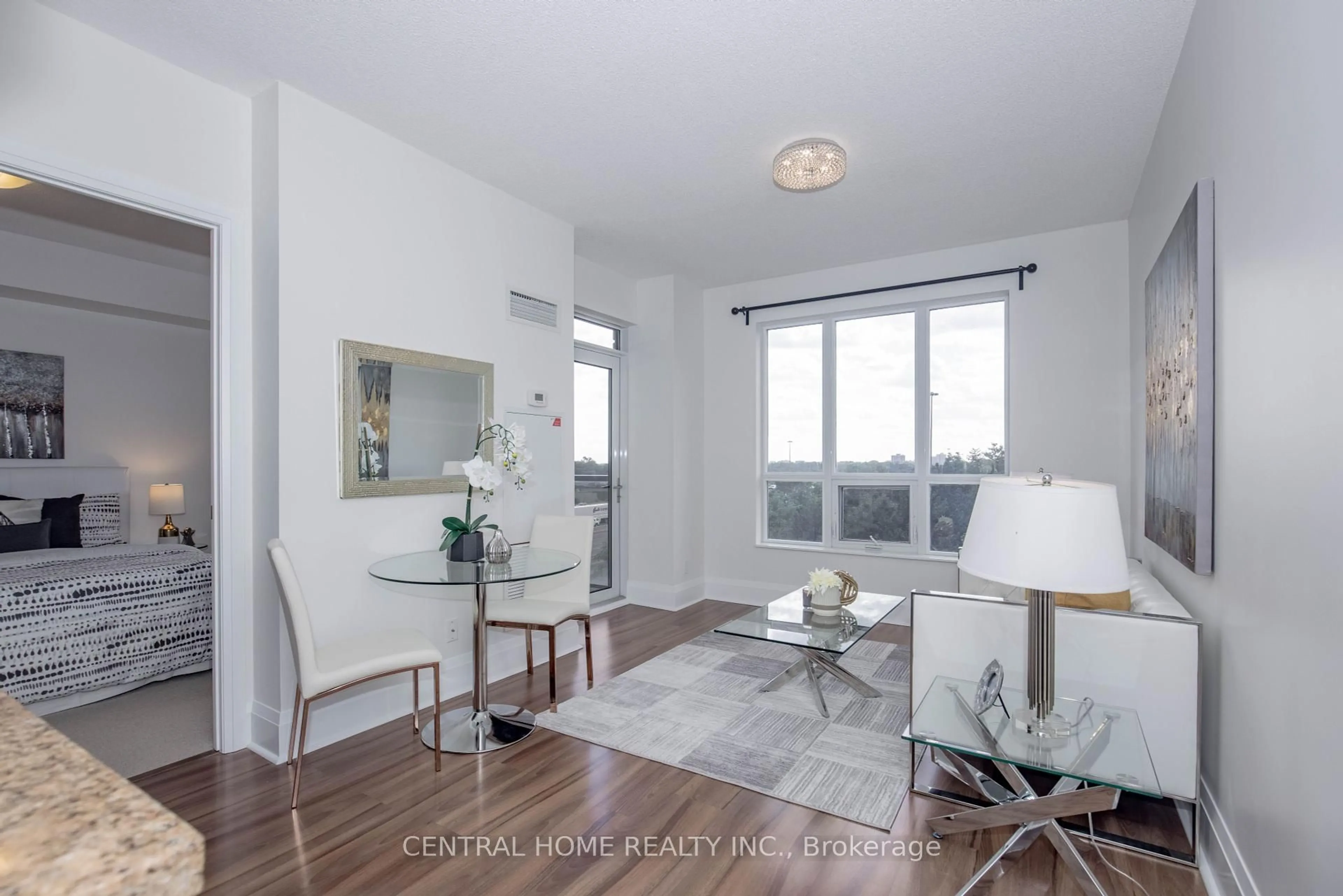 Living room with furniture, wood/laminate floor for 100 Harrison Garden Blvd #501, Toronto Ontario M2N 0C2