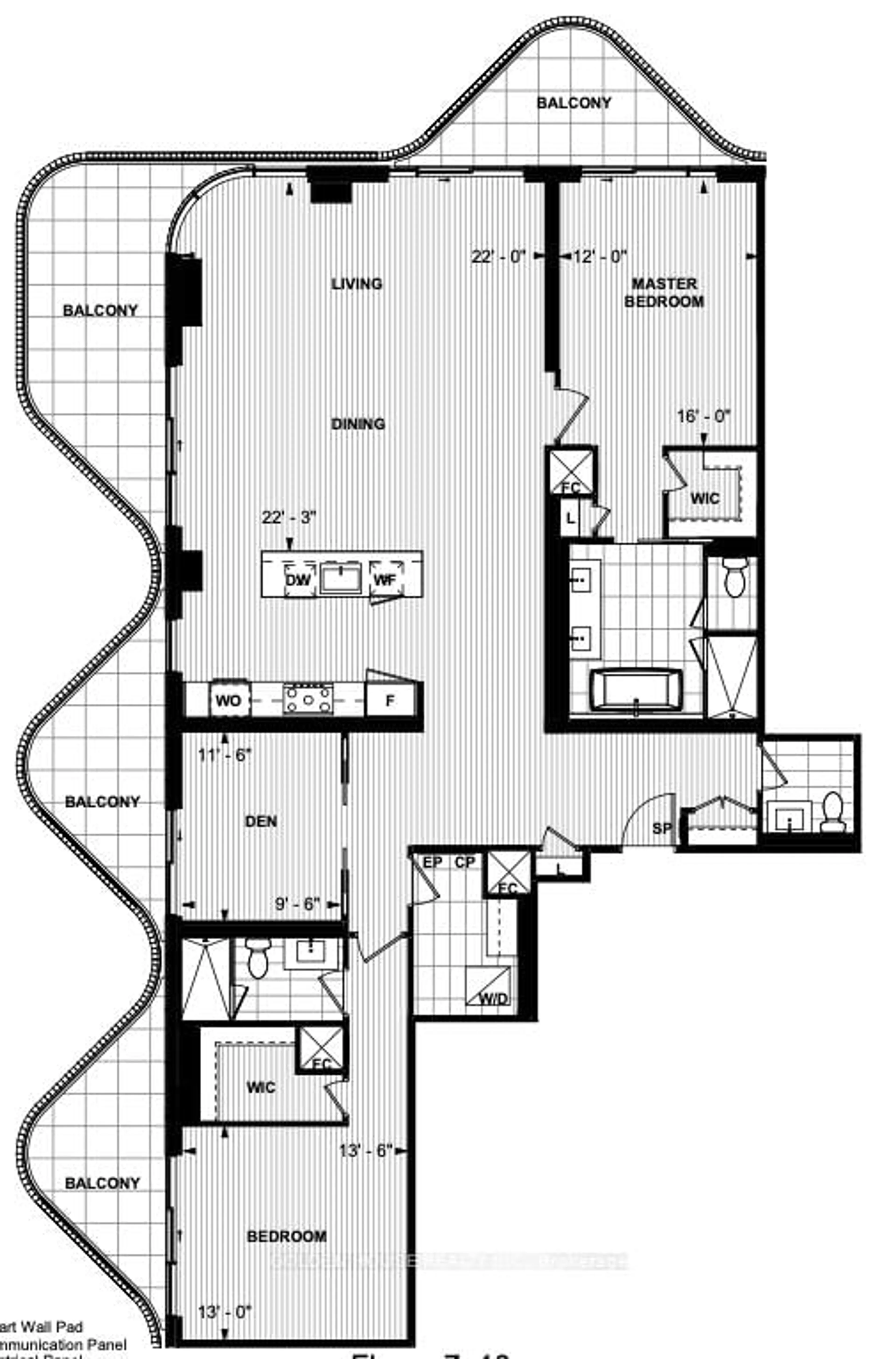 Floor plan for 155 Merchants' Wharf #1311, Toronto Ontario M5A 0Y4