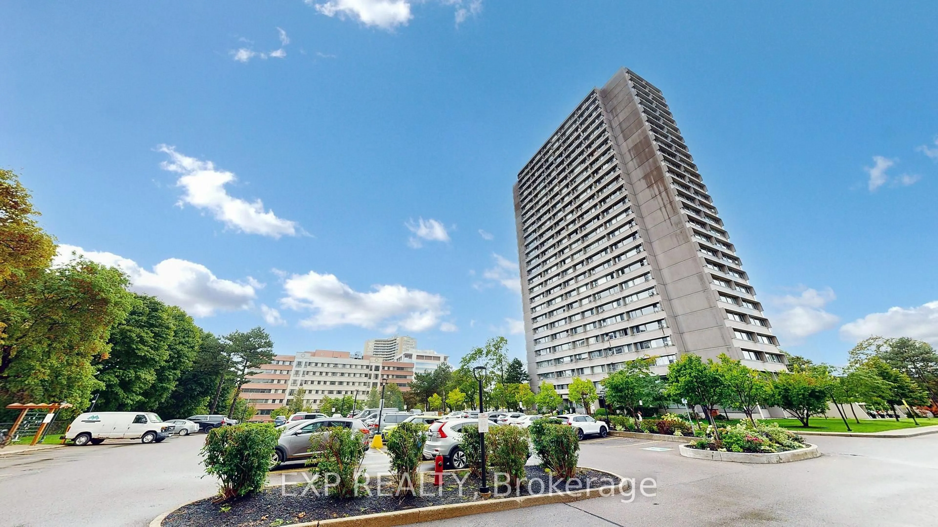 Patio, city buildings view from balcony for 715 Don Mills Rd #2204, Toronto Ontario M3C 1S4