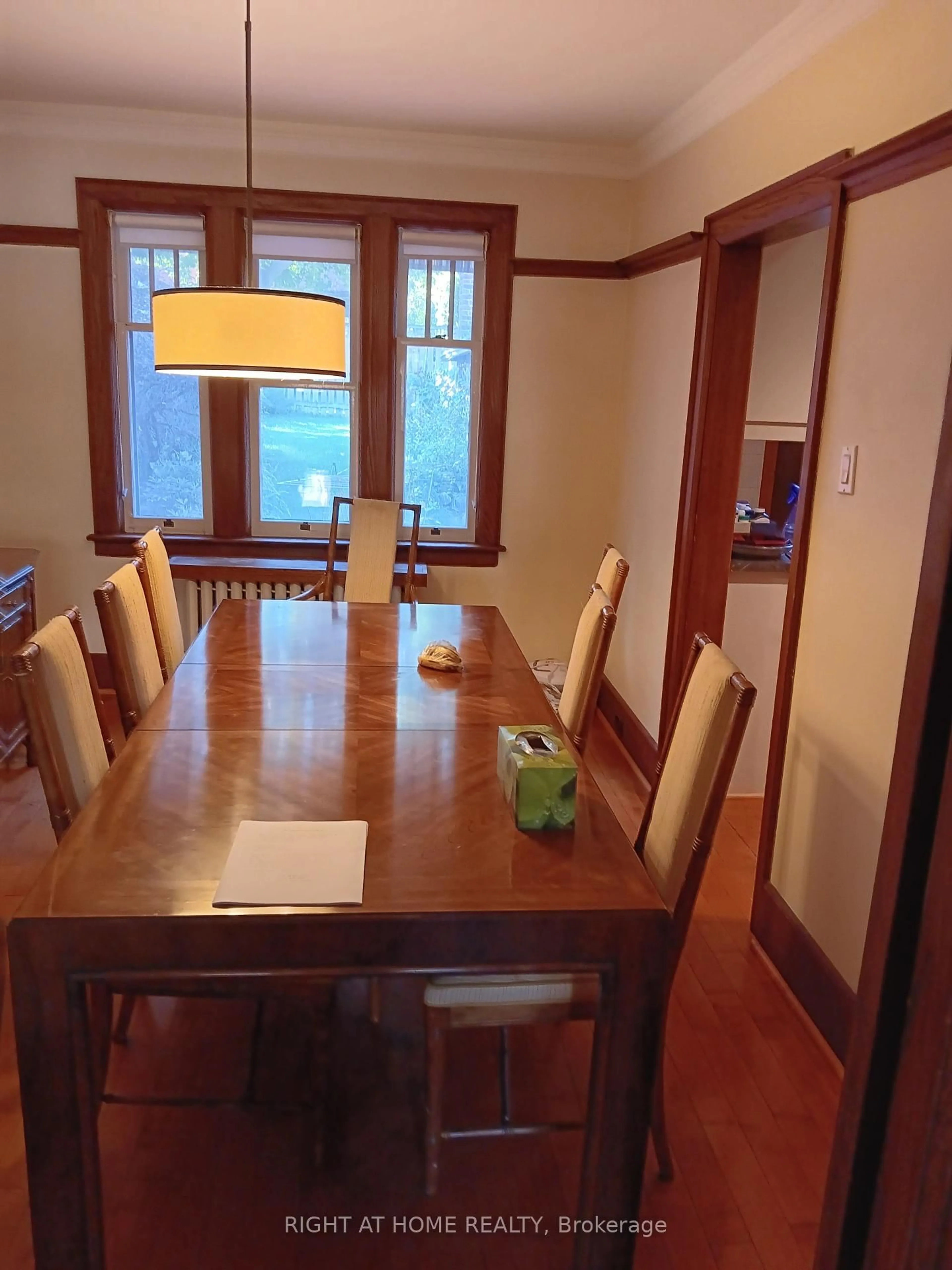 Dining room, wood/laminate floor for 53 Lawrence Ave, Toronto Ontario M5M 1A3