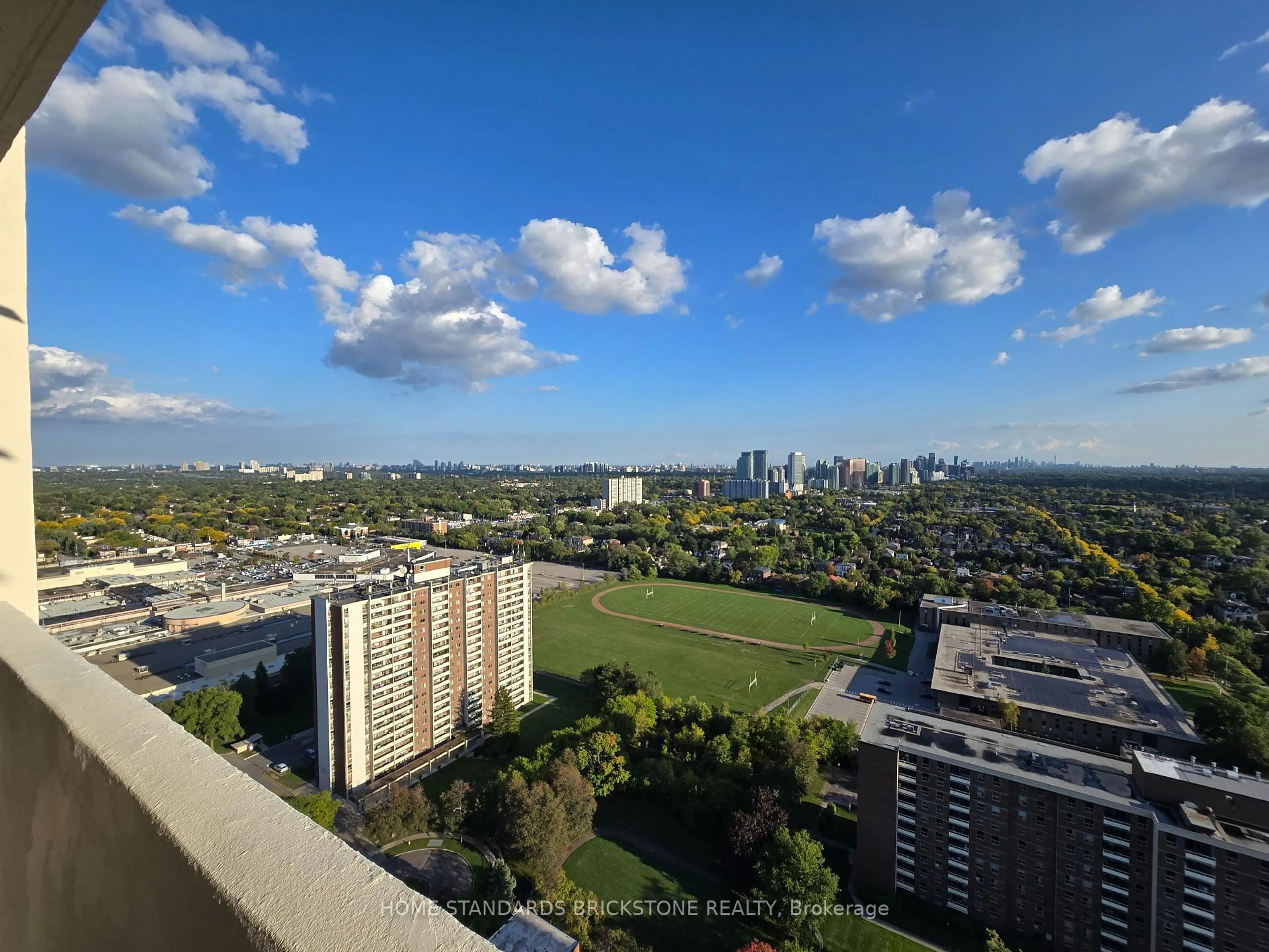 A pic from outside/outdoor area/front of a property/back of a property/a pic from drone, city buildings view from balcony for 10 Tangreen Crt #3206, Toronto Ontario M2M 4B9