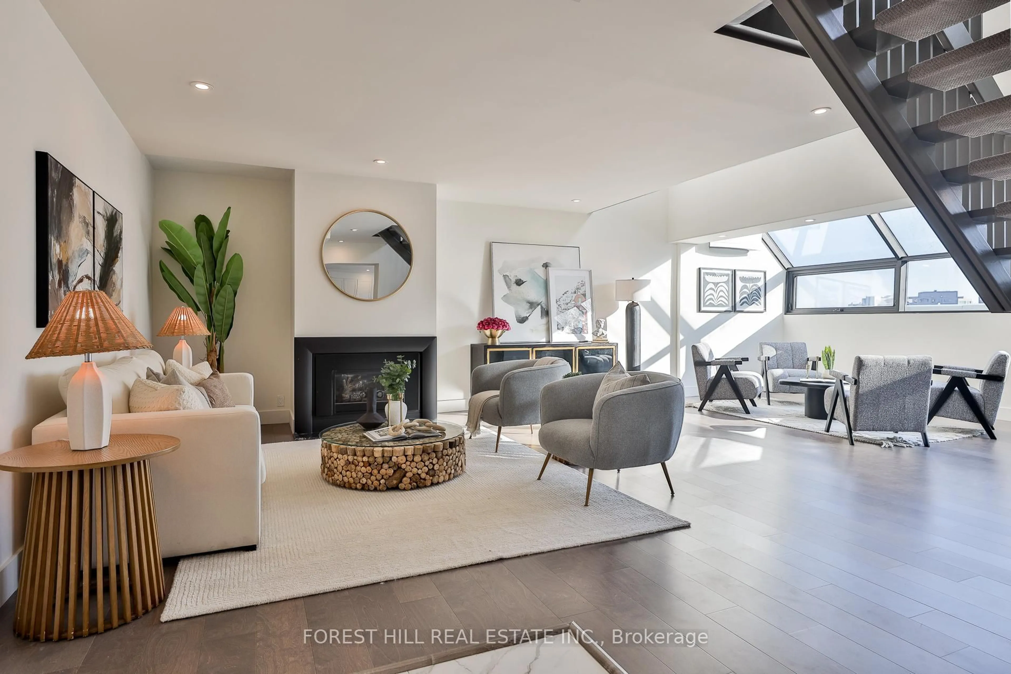 Living room with furniture, cement floor for 18A Hazelton Ave #603, Toronto Ontario M5R 2E2