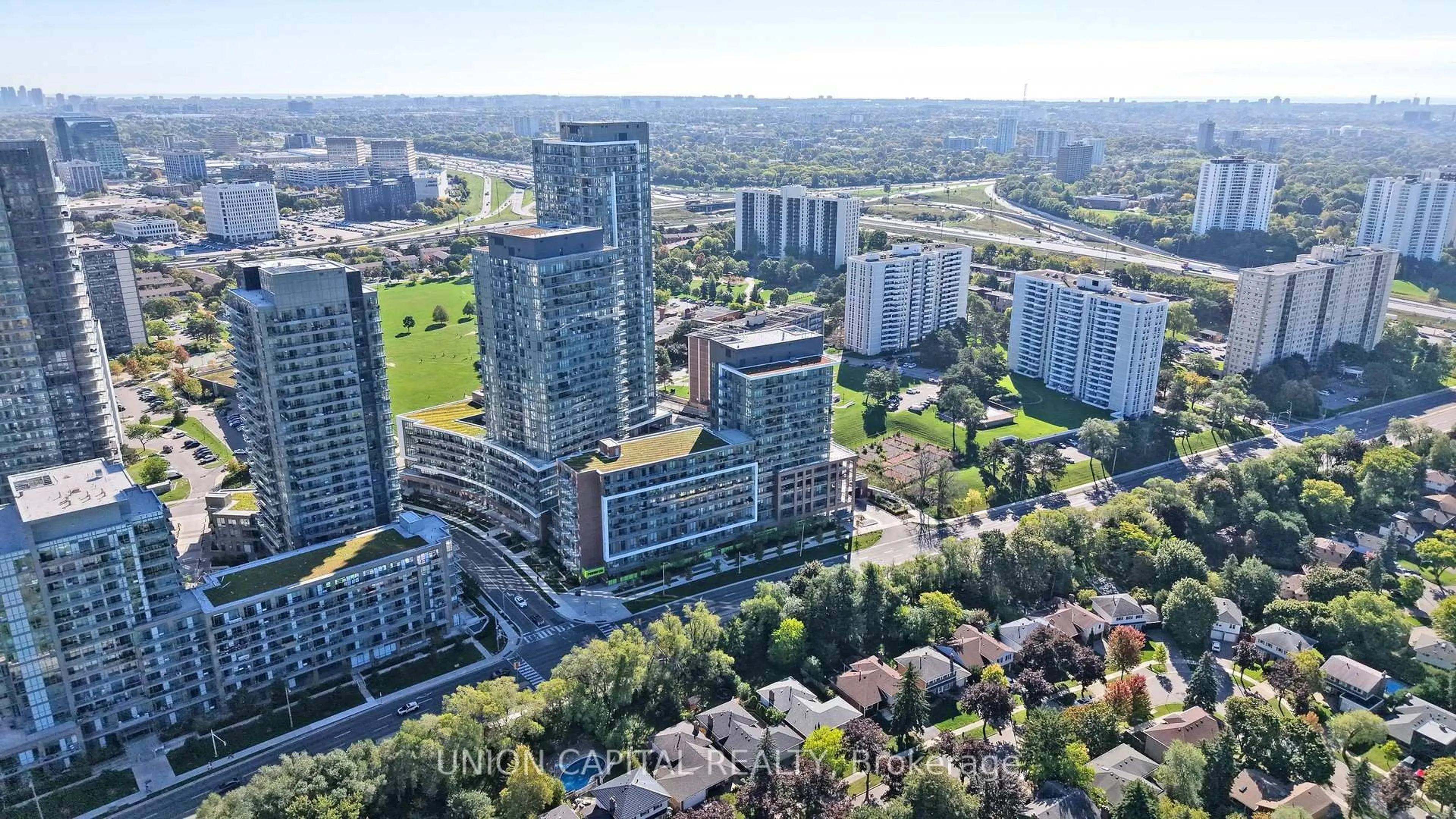 A pic from outside/outdoor area/front of a property/back of a property/a pic from drone, city buildings view from balcony for 36 Forest Manor Rd #705, Toronto Ontario M2J 1M5