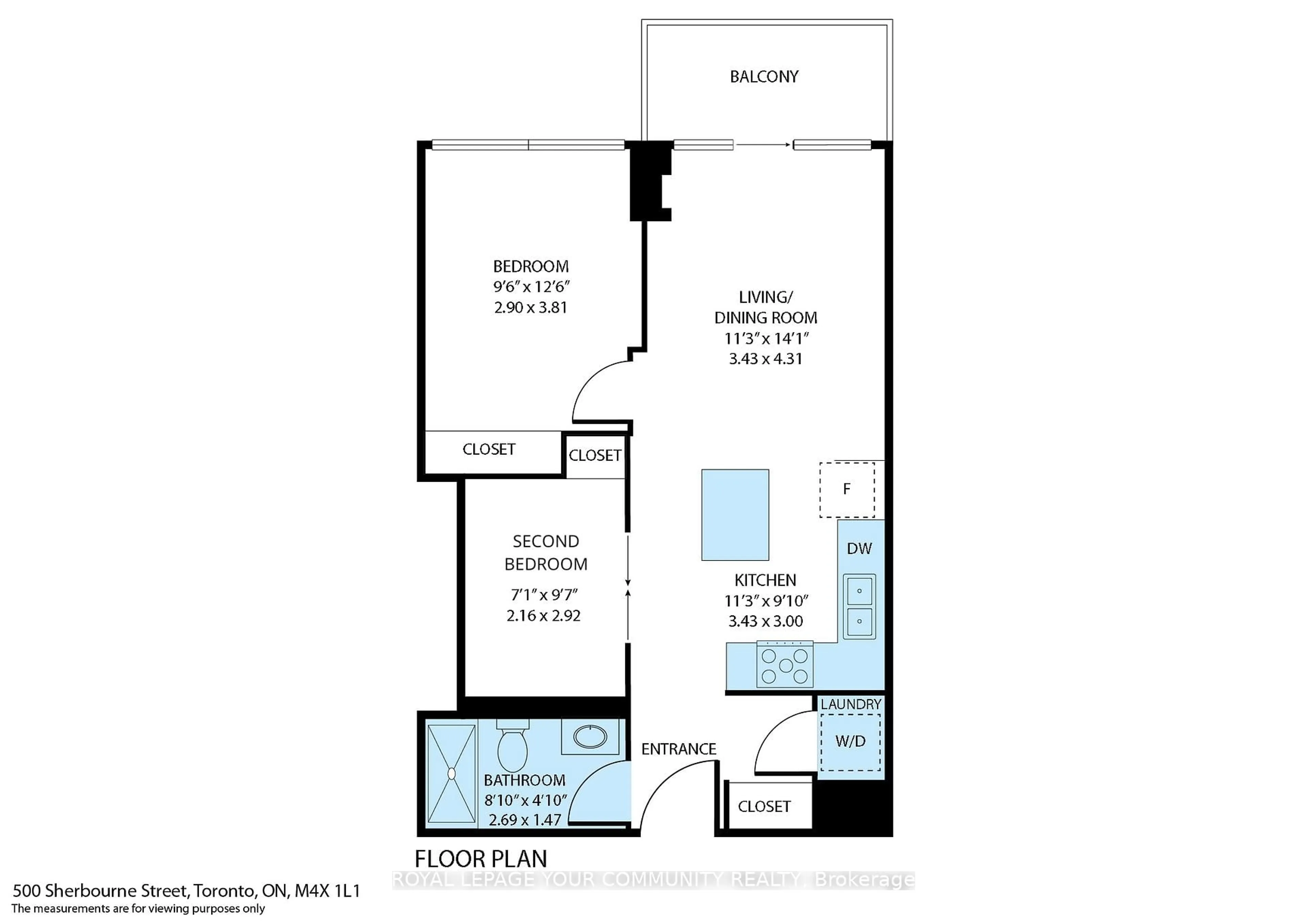 Floor plan for 500 Sherbourne St #1311, Toronto Ontario M4X 1L1