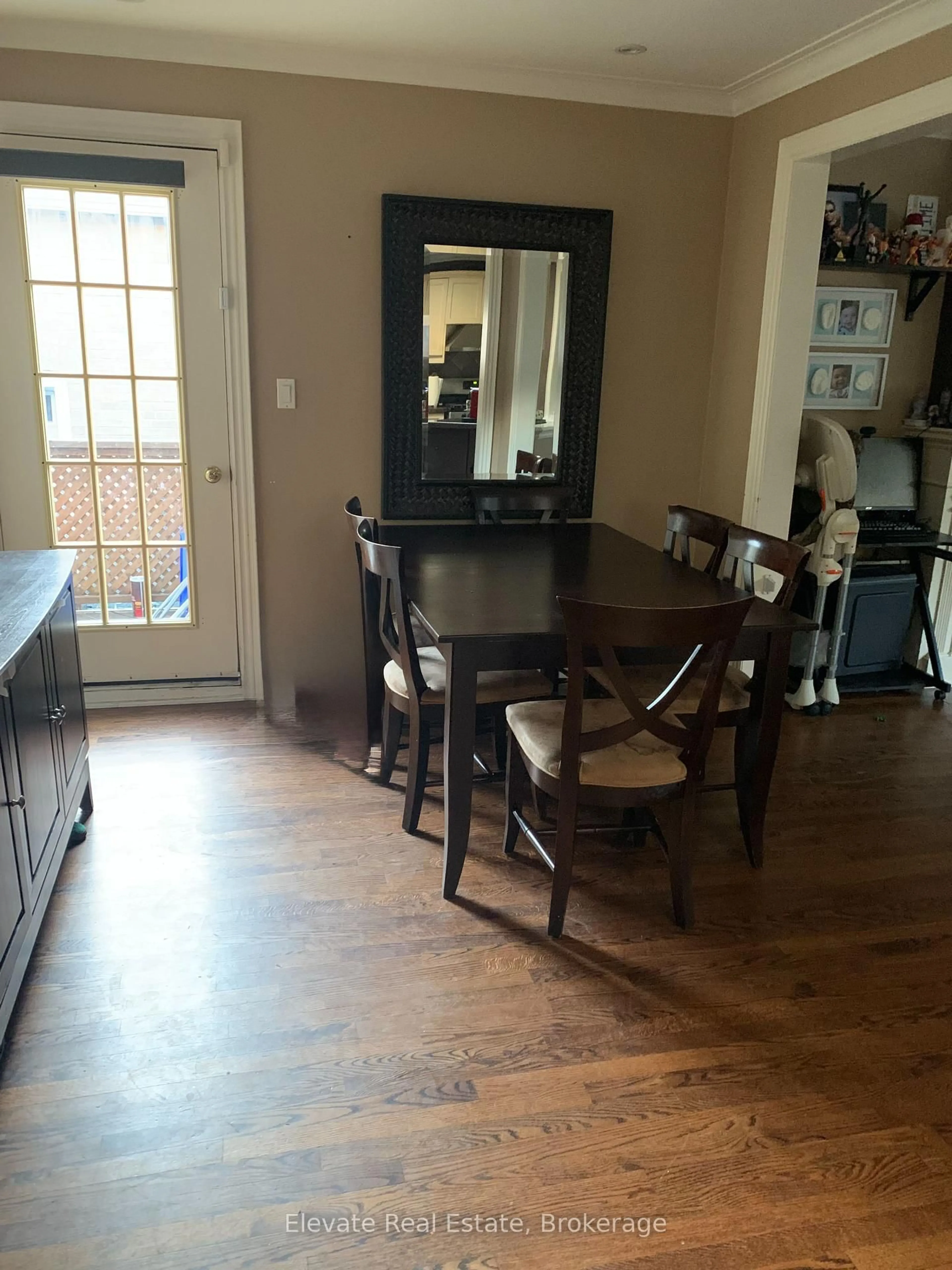Dining room, wood/laminate floor for 25 Burncrest Dr, Toronto Ontario M5M 2Z2