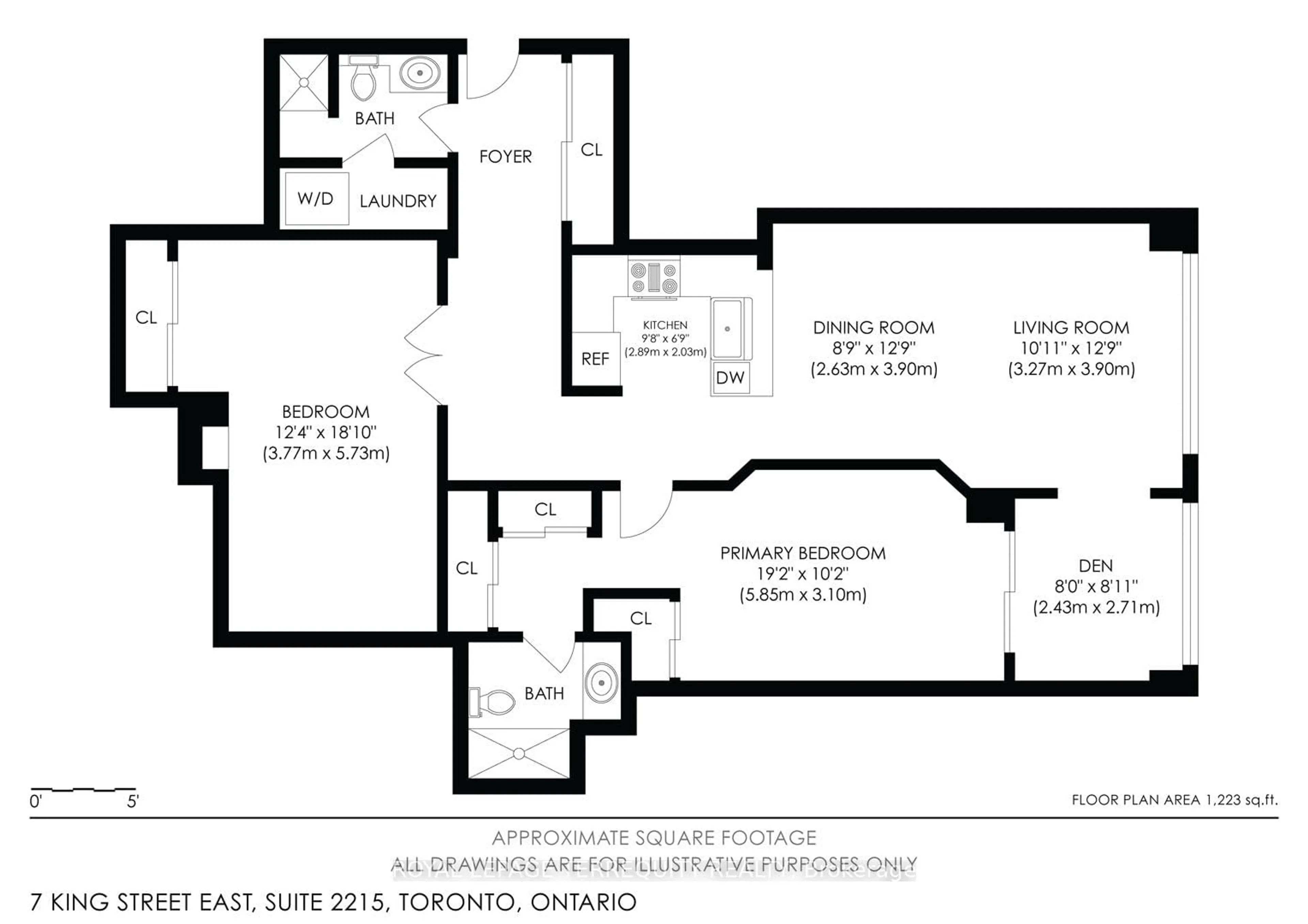 Floor plan for 7 King St #2215, Toronto Ontario M5C 3C5