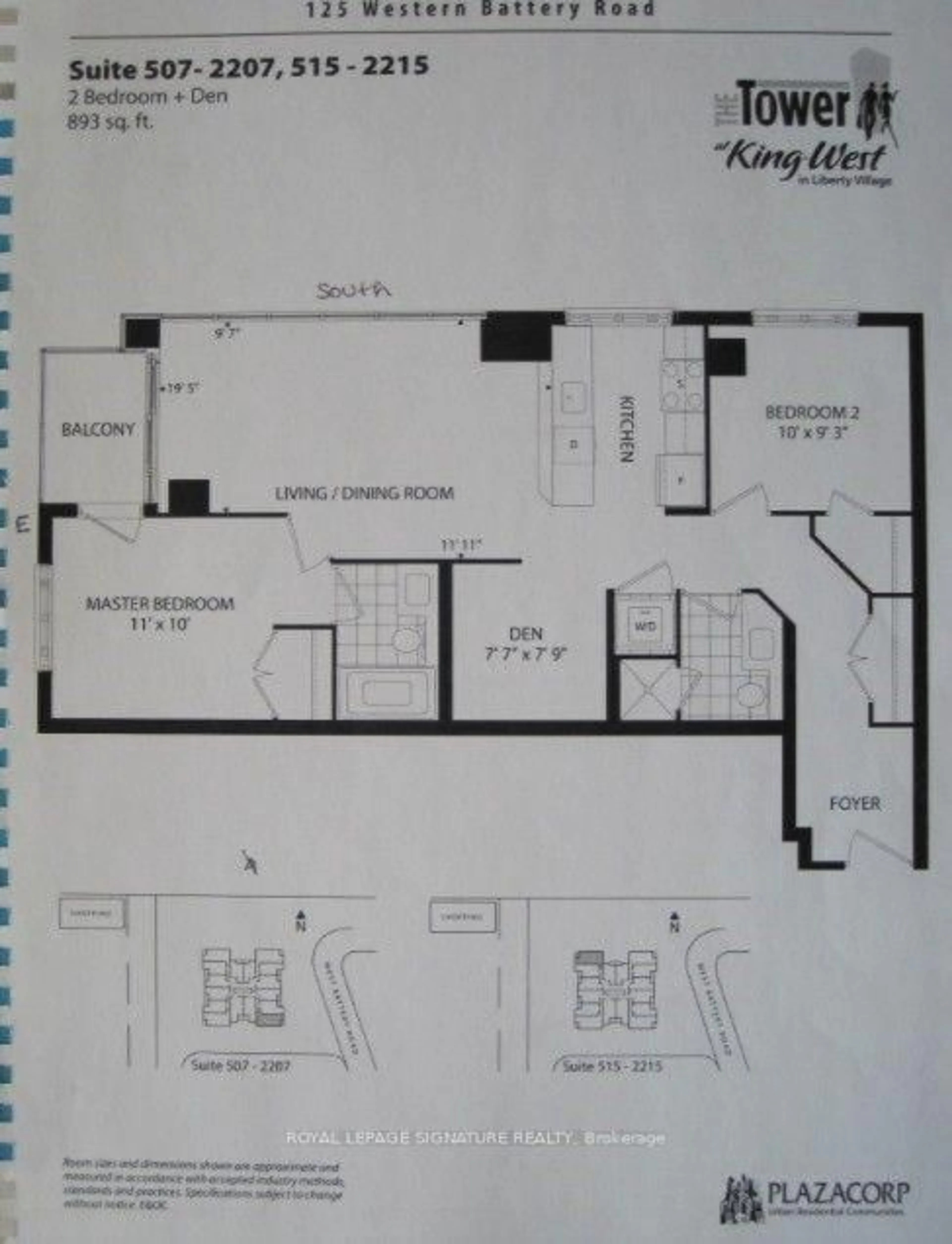 Floor plan for 125 Western Battery Rd #1007, Toronto Ontario M6K 3R8
