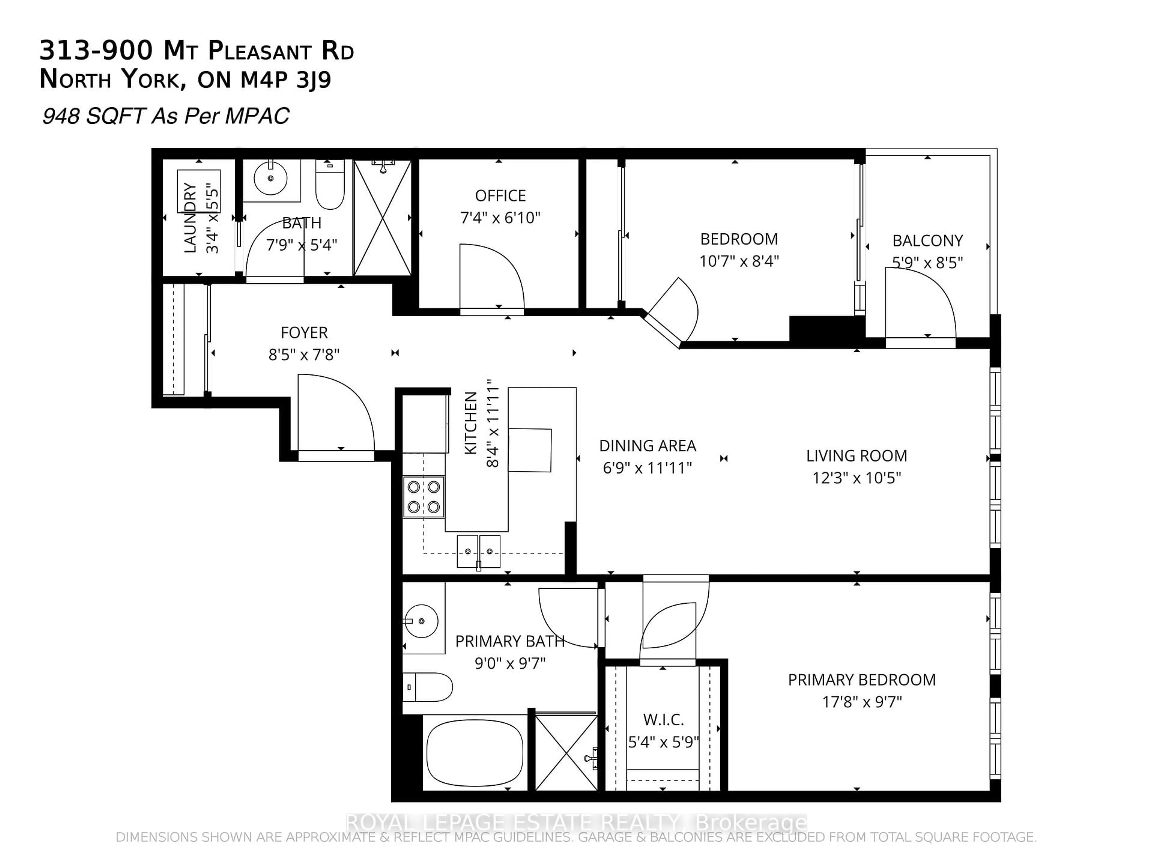 Floor plan for 900 Mount Pleasant Rd #313, Toronto Ontario M4P 3J9