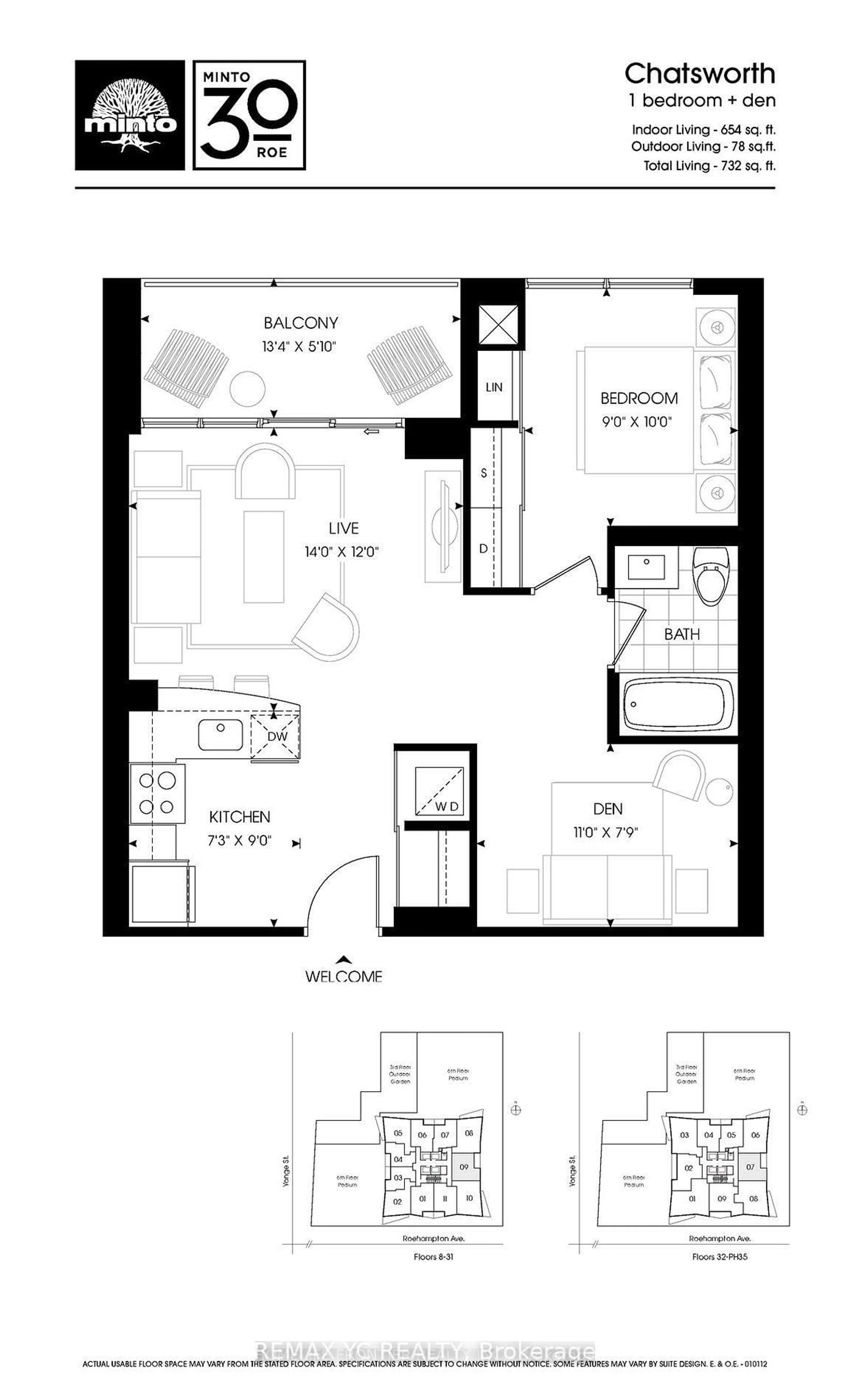 Floor plan for 30 Roehampton Ave #2509, Toronto Ontario M4P 0B9