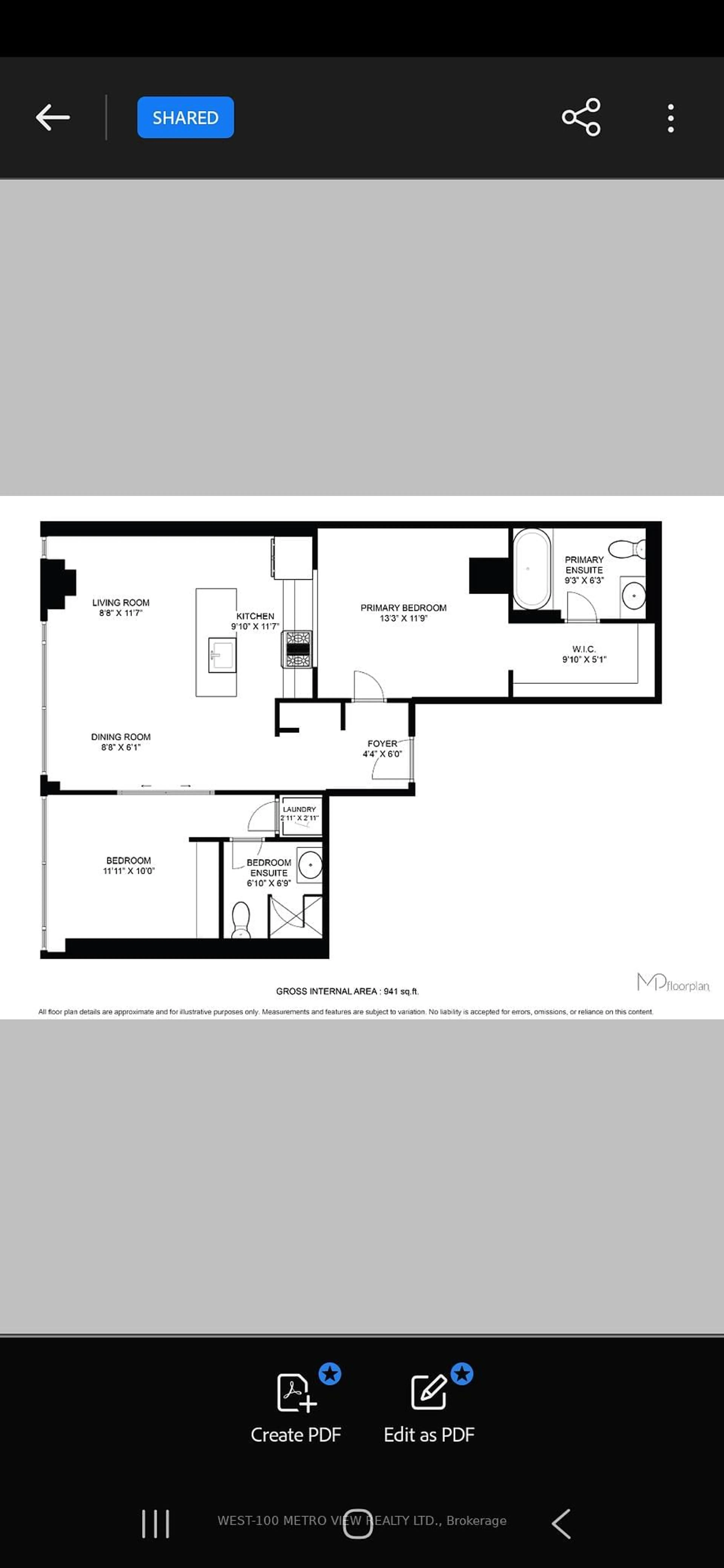 Floor plan for 700 King St #710, Toronto Ontario M5V 2Y6