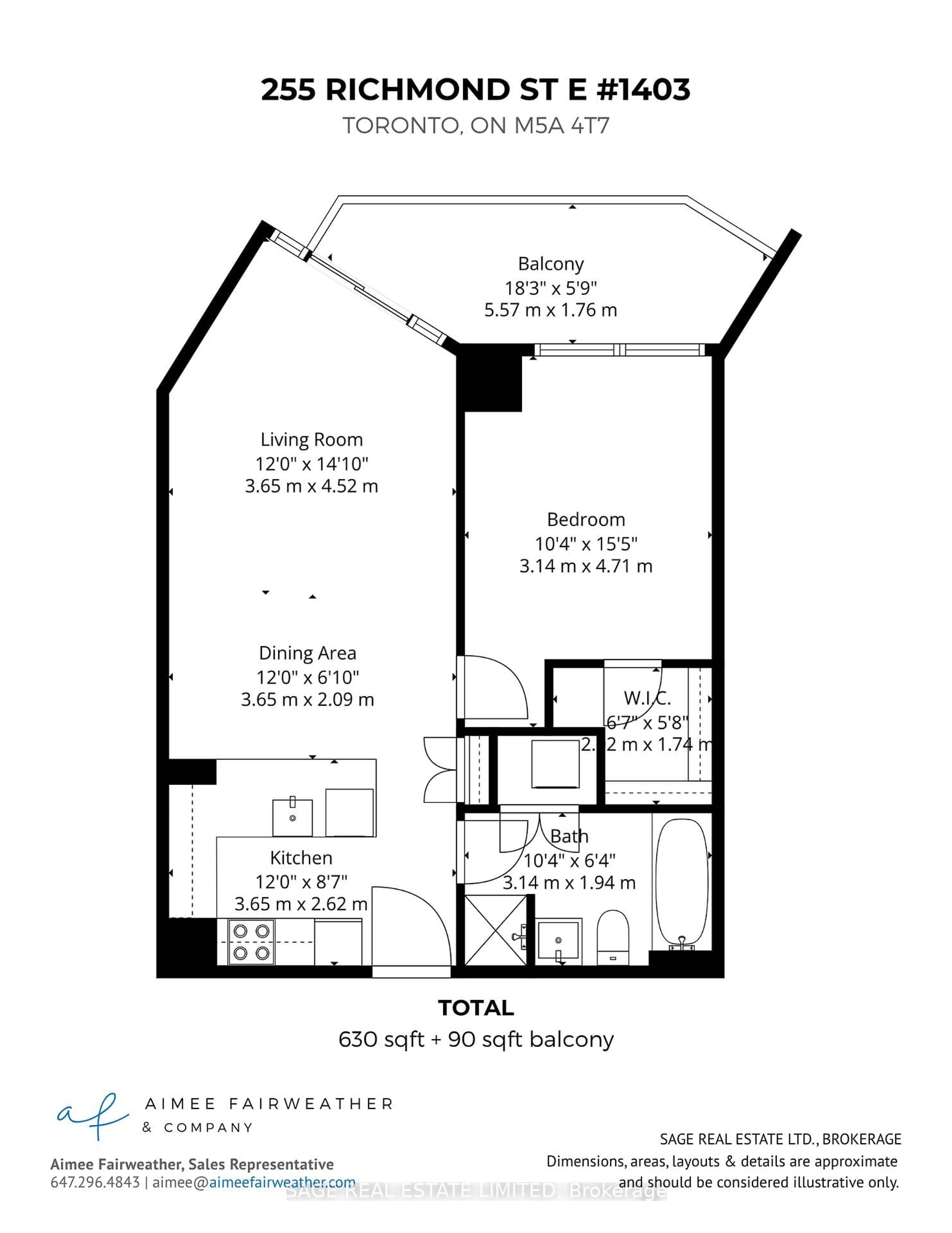 Floor plan for 255 Richmond St #1403, Toronto Ontario M5A 4T7