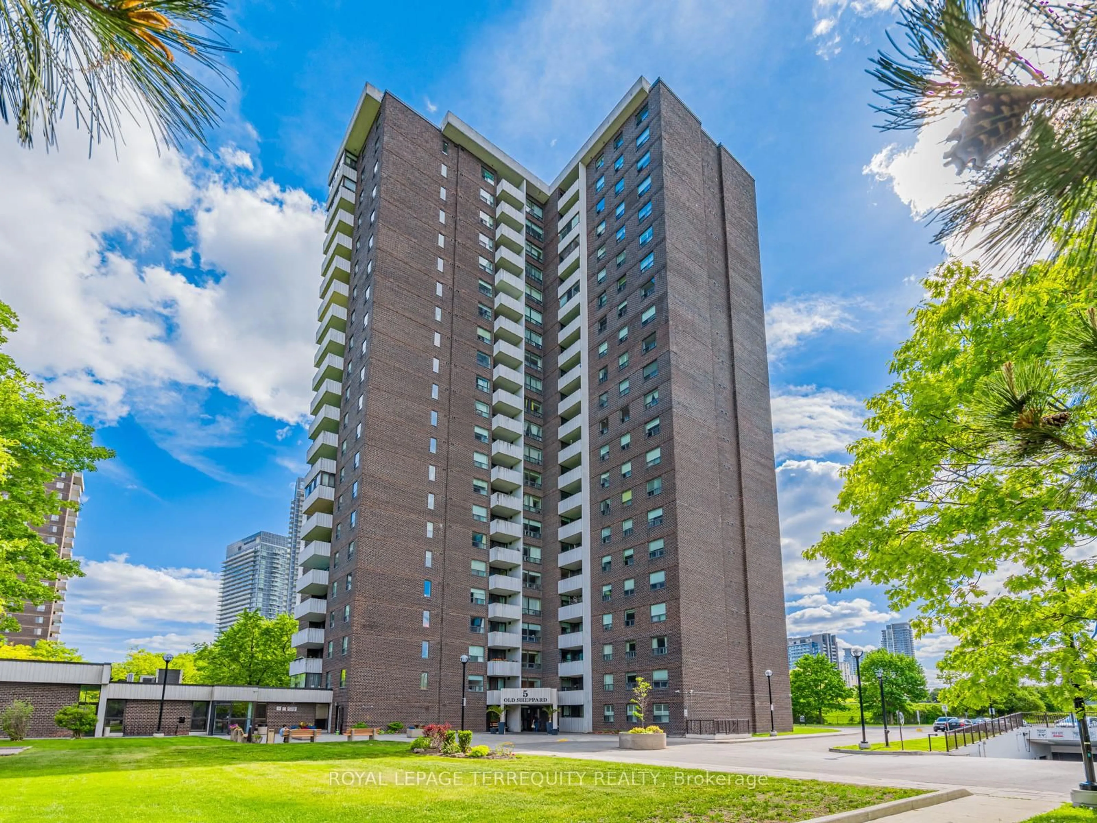 A pic from outside/outdoor area/front of a property/back of a property/a pic from drone, building for 5 Old Sheppard Ave #1209, Toronto Ontario M2J 4K3