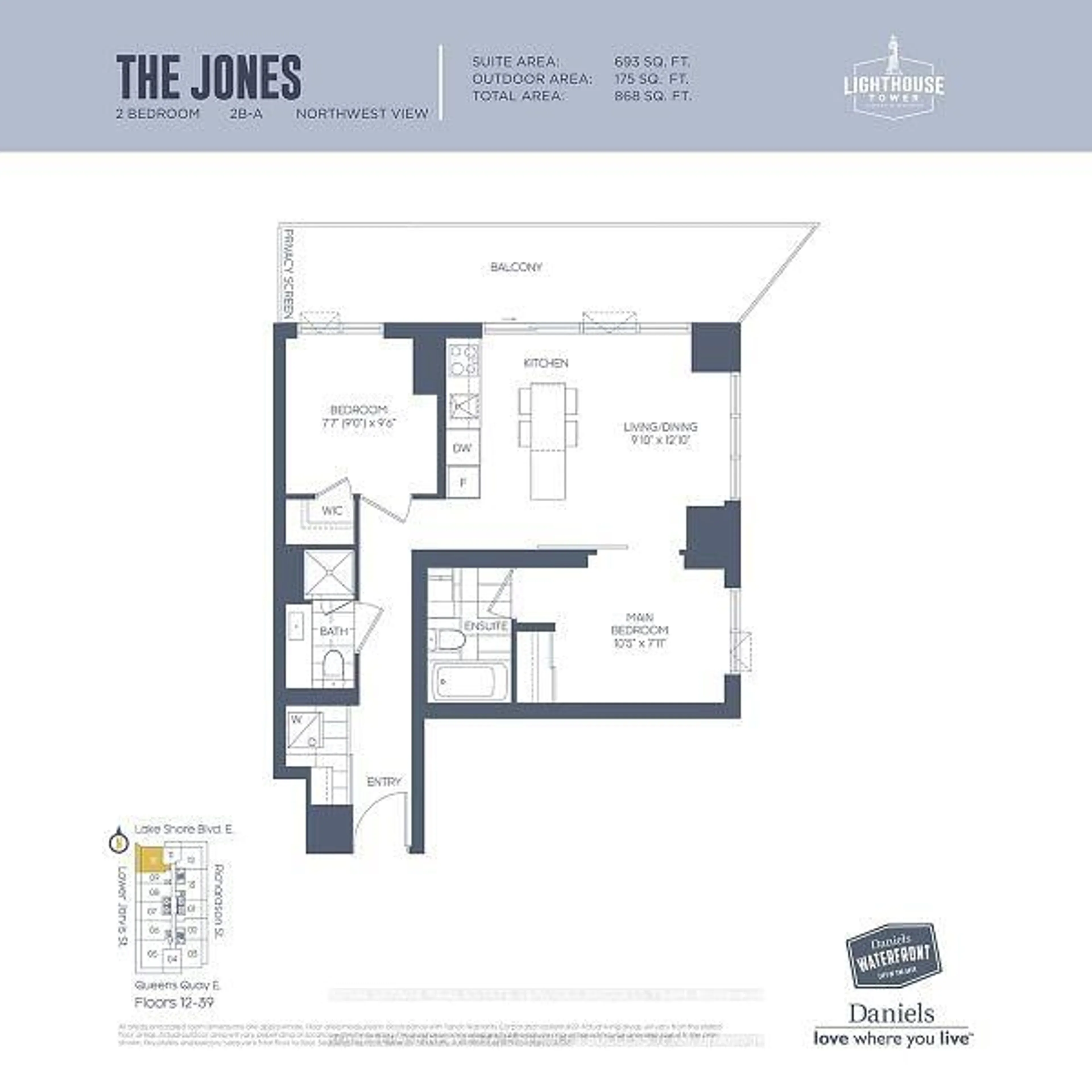Floor plan for 15 Lower Jarvis St #2110 A, Toronto Ontario M5E 0C4