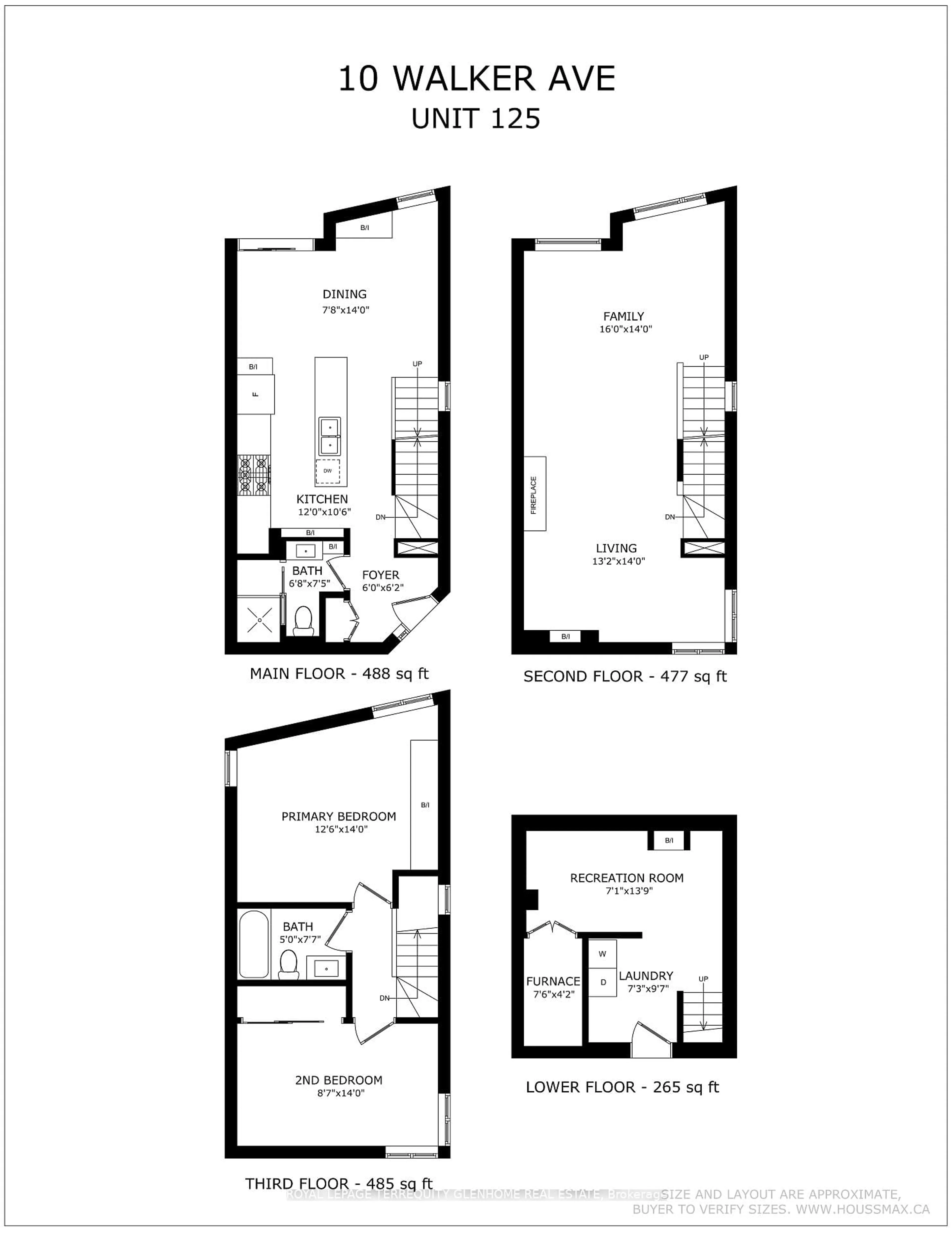 Floor plan for 10 Walker Ave #125, Toronto Ontario M4V 1G2