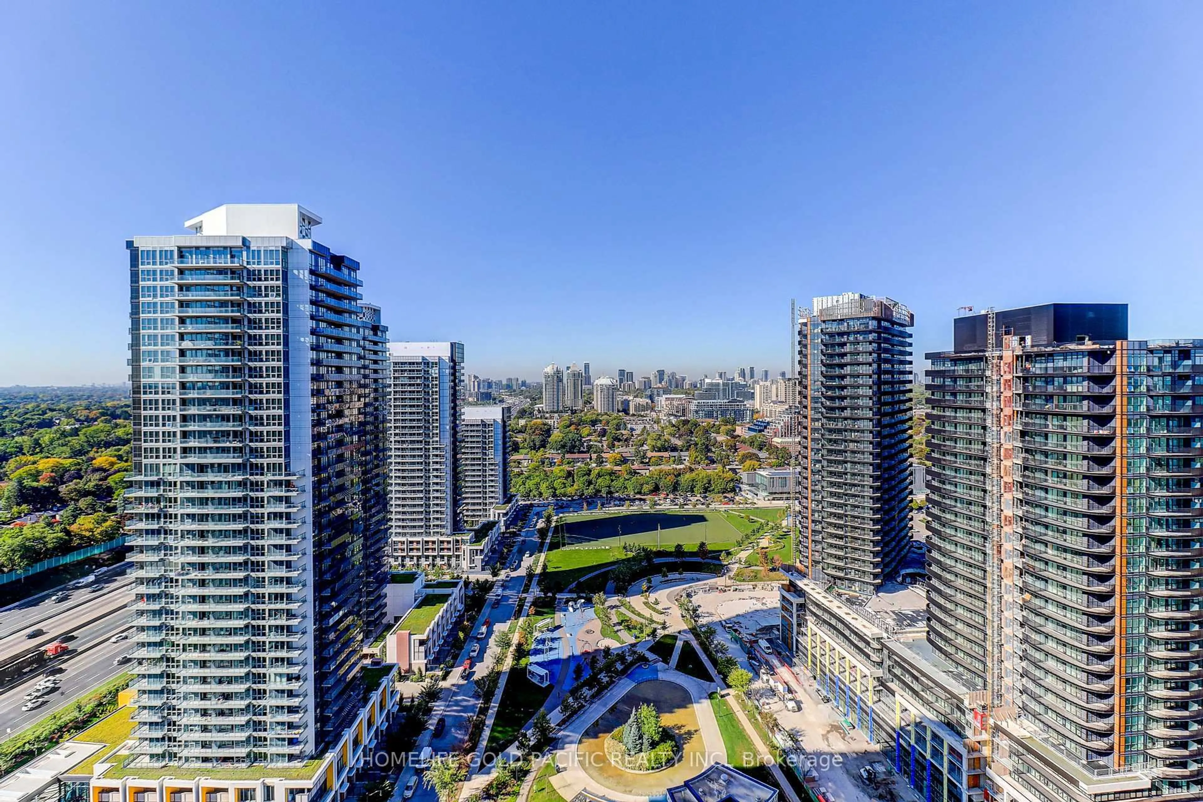 A pic from outside/outdoor area/front of a property/back of a property/a pic from drone, city buildings view from balcony for 121 Mcmahon Dr #3610, Toronto Ontario M2K 0C2