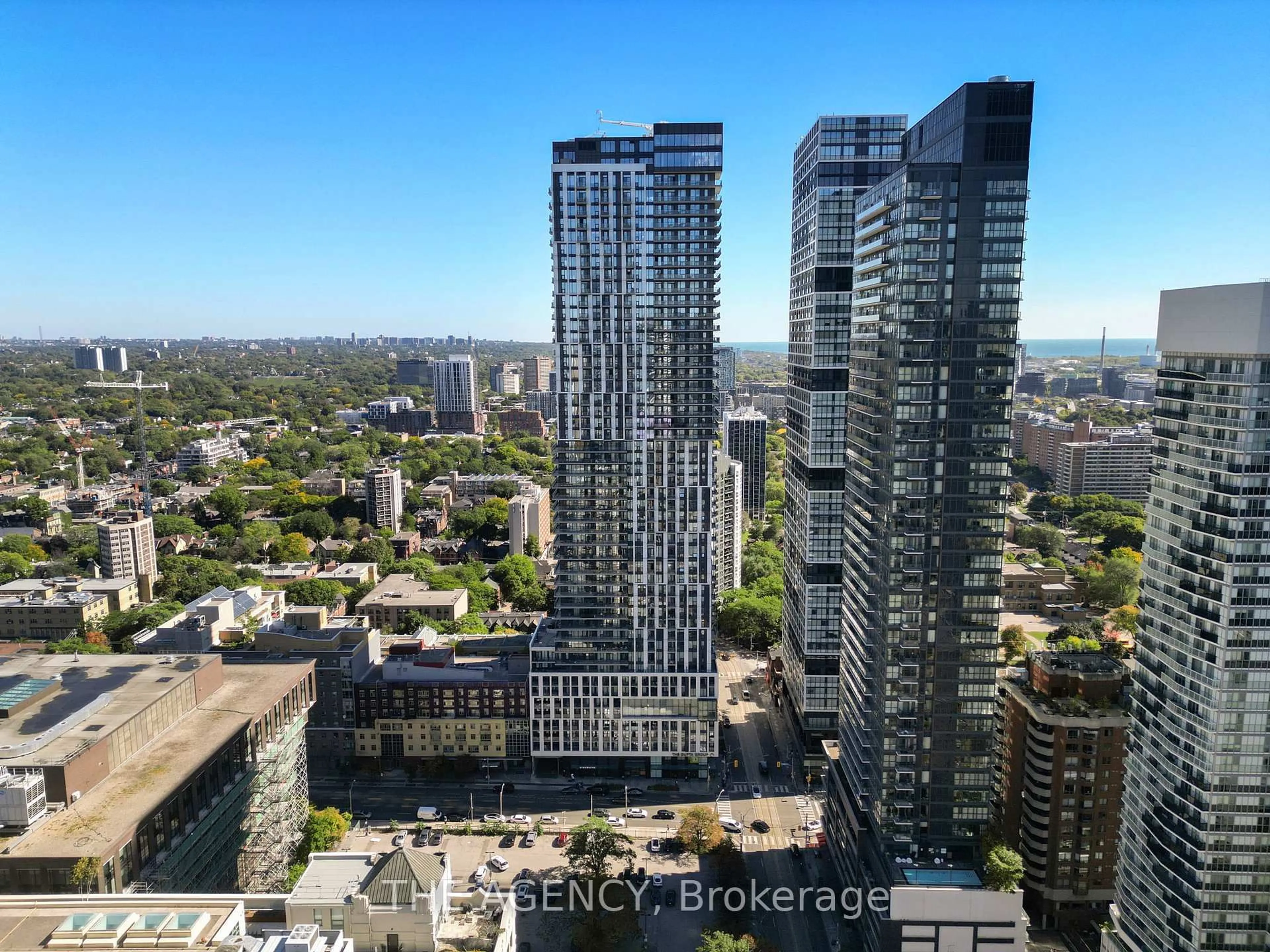 A pic from outside/outdoor area/front of a property/back of a property/a pic from drone, city buildings view from balcony for 251 Jarvis St #4807, Toronto Ontario M5B 2C2