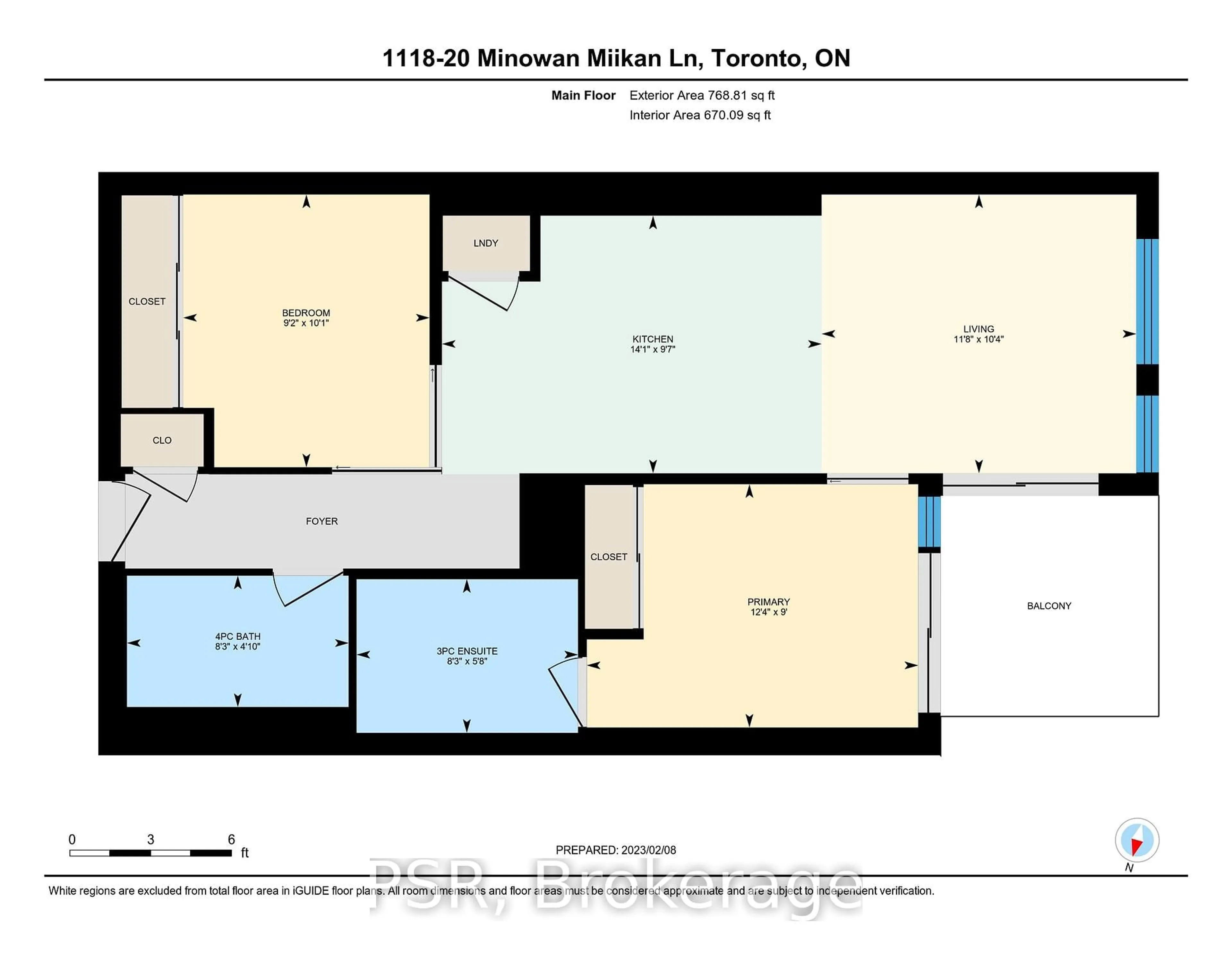Floor plan for 20 Minowan Miikan Lane #1118, Toronto Ontario M6J 0E5