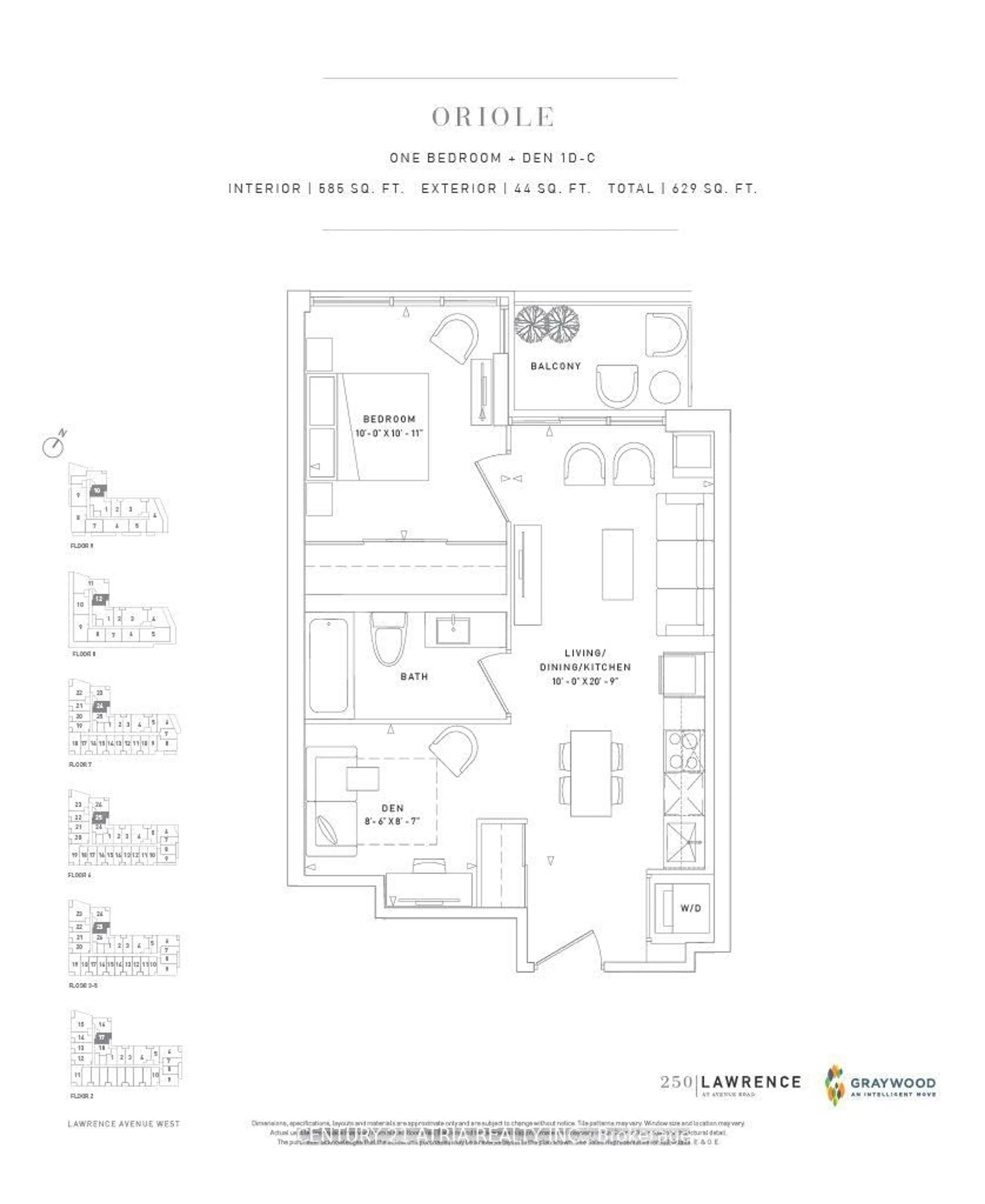 Floor plan for 250 Lawrence Ave #910, Toronto Ontario M5M 1B1