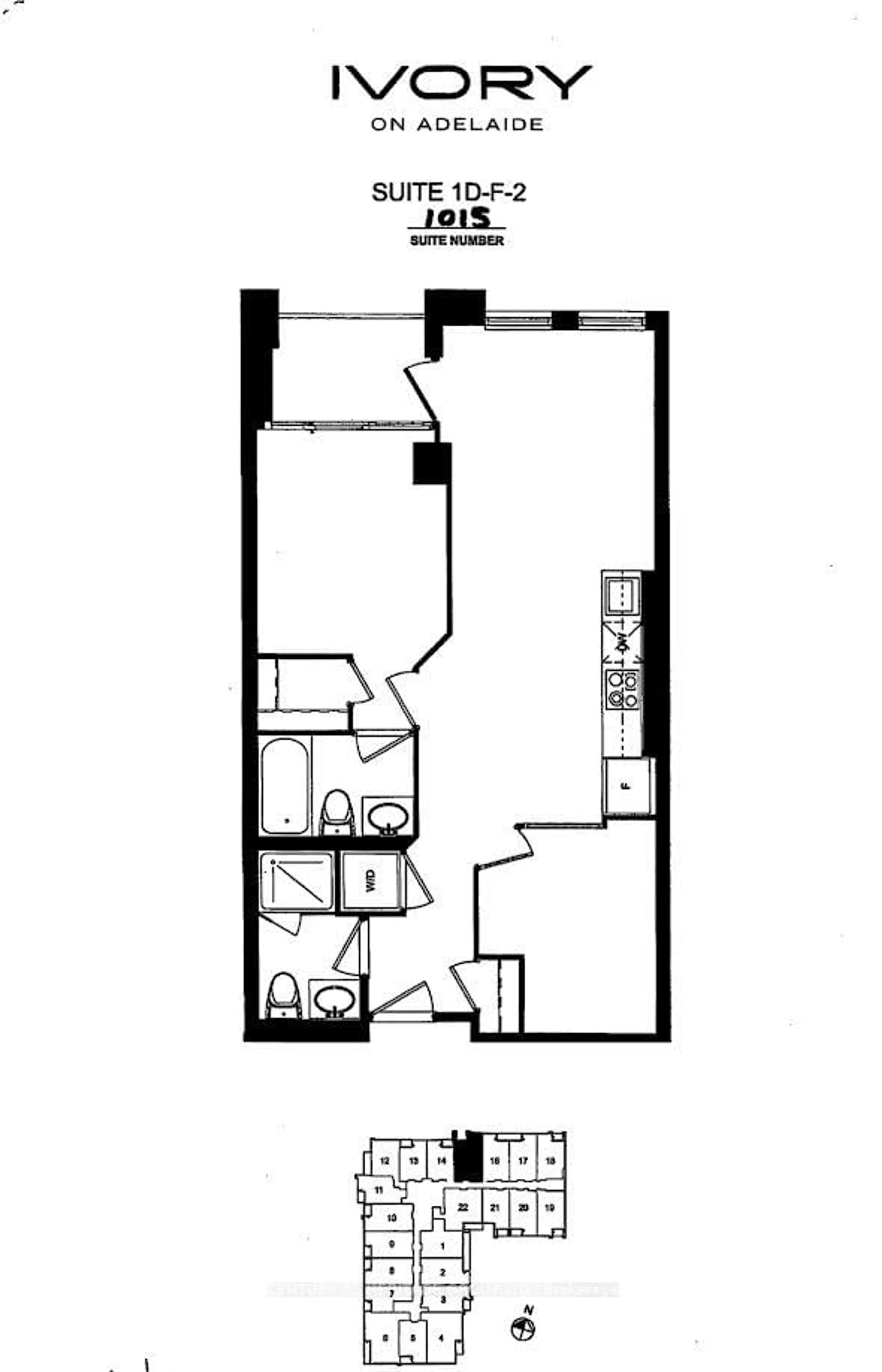 Floor plan for 400 Adelaide St #1015, Toronto Ontario M5A 4S3