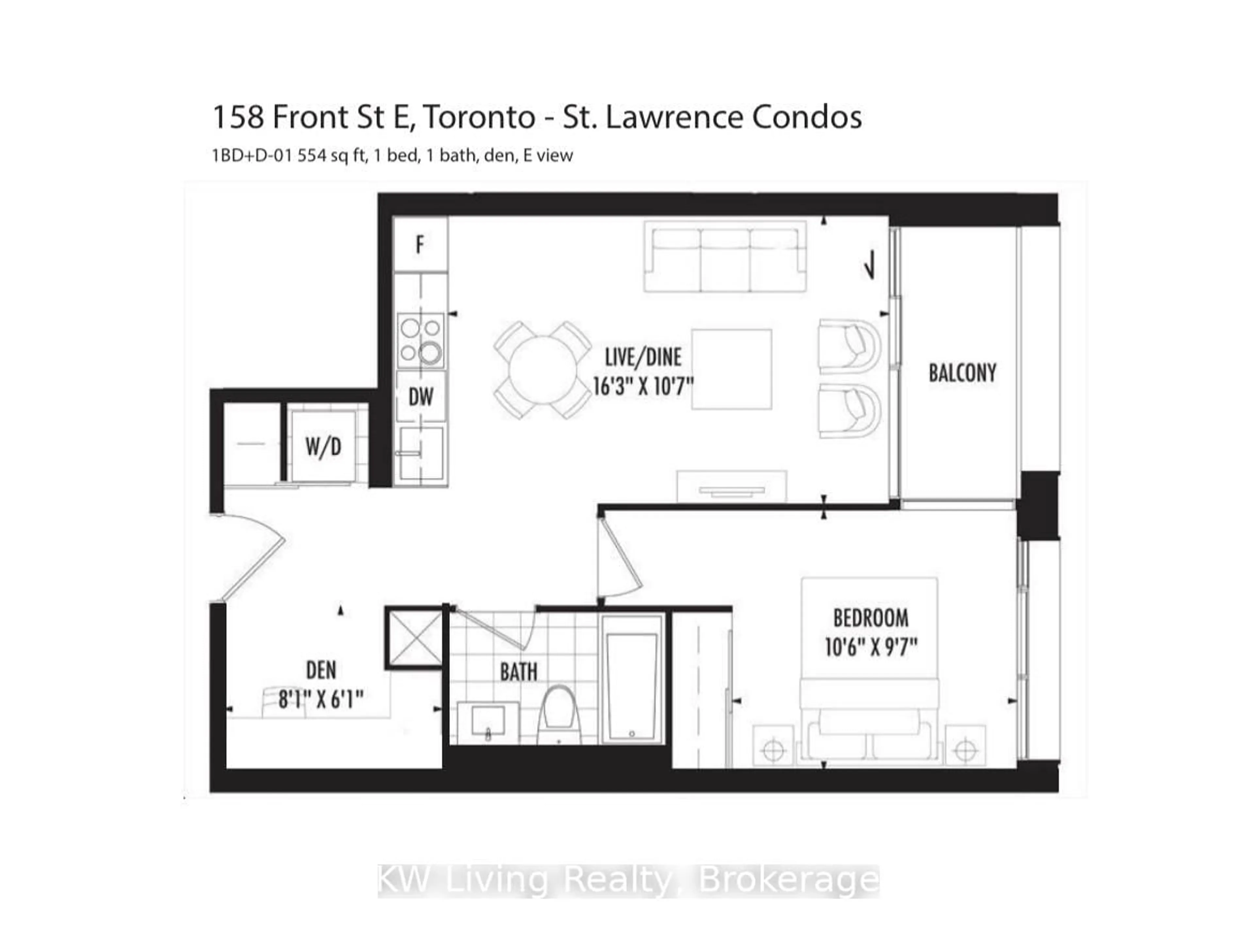 Floor plan for 158 Front St #417, Toronto Ontario M5A 0K9