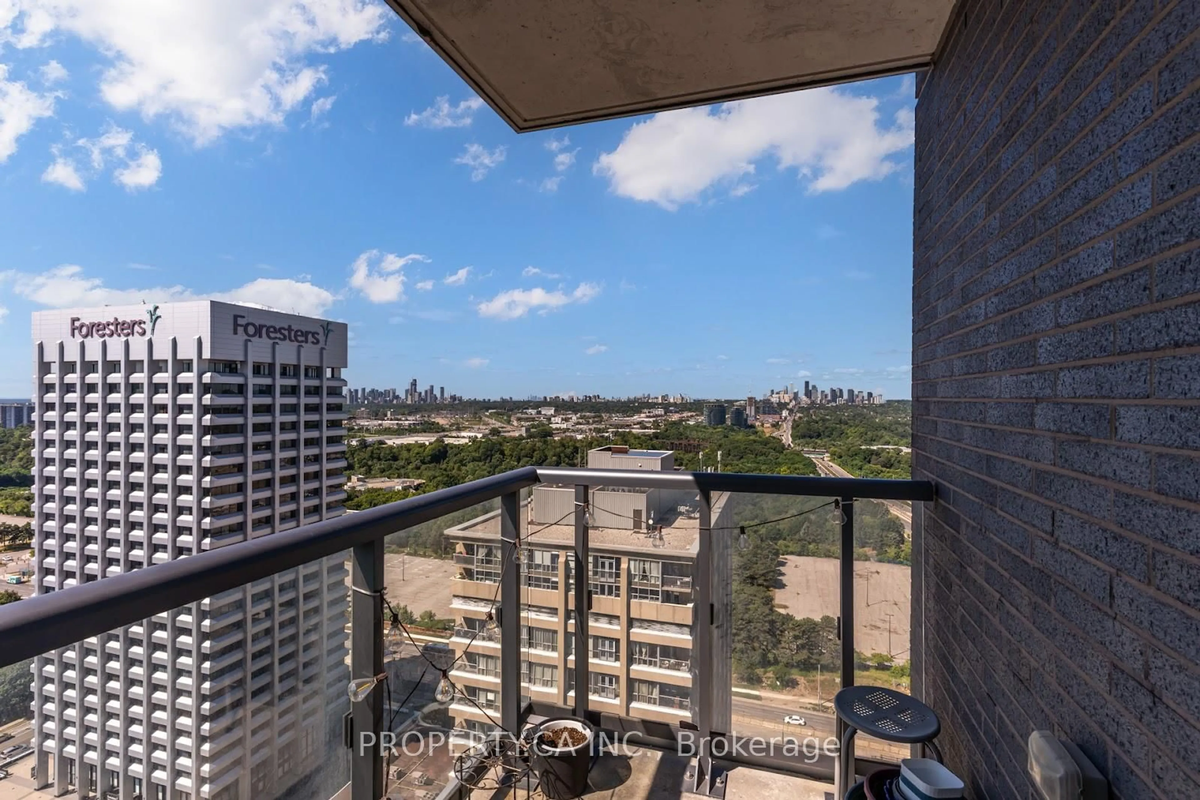 Balcony in the apartment, city buildings view from balcony for 6 Sonic Way #N2809, Toronto Ontario M3C 0P1