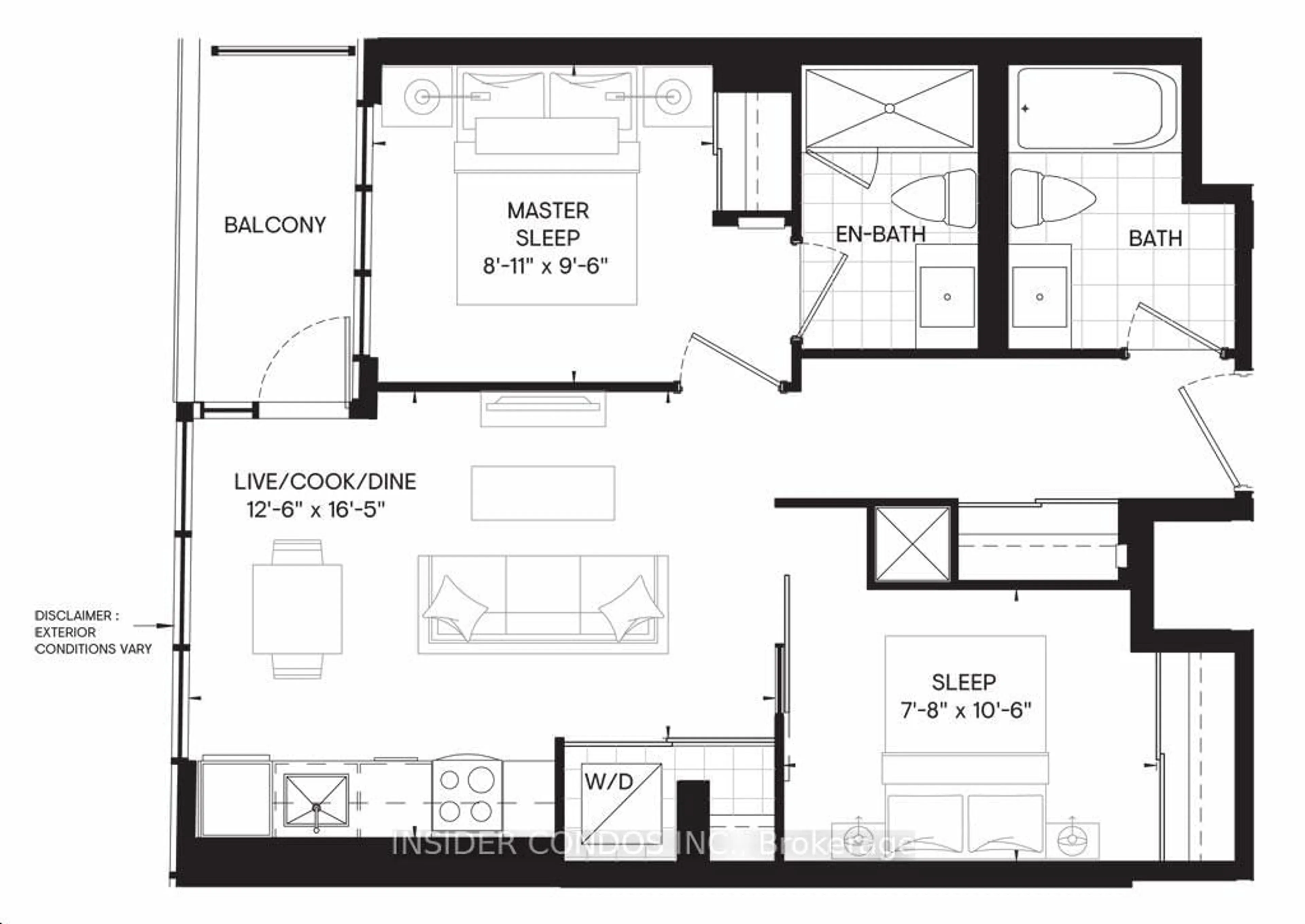 Floor plan for 500 Dupont St #805, Toronto Ontario M6G 1Y7
