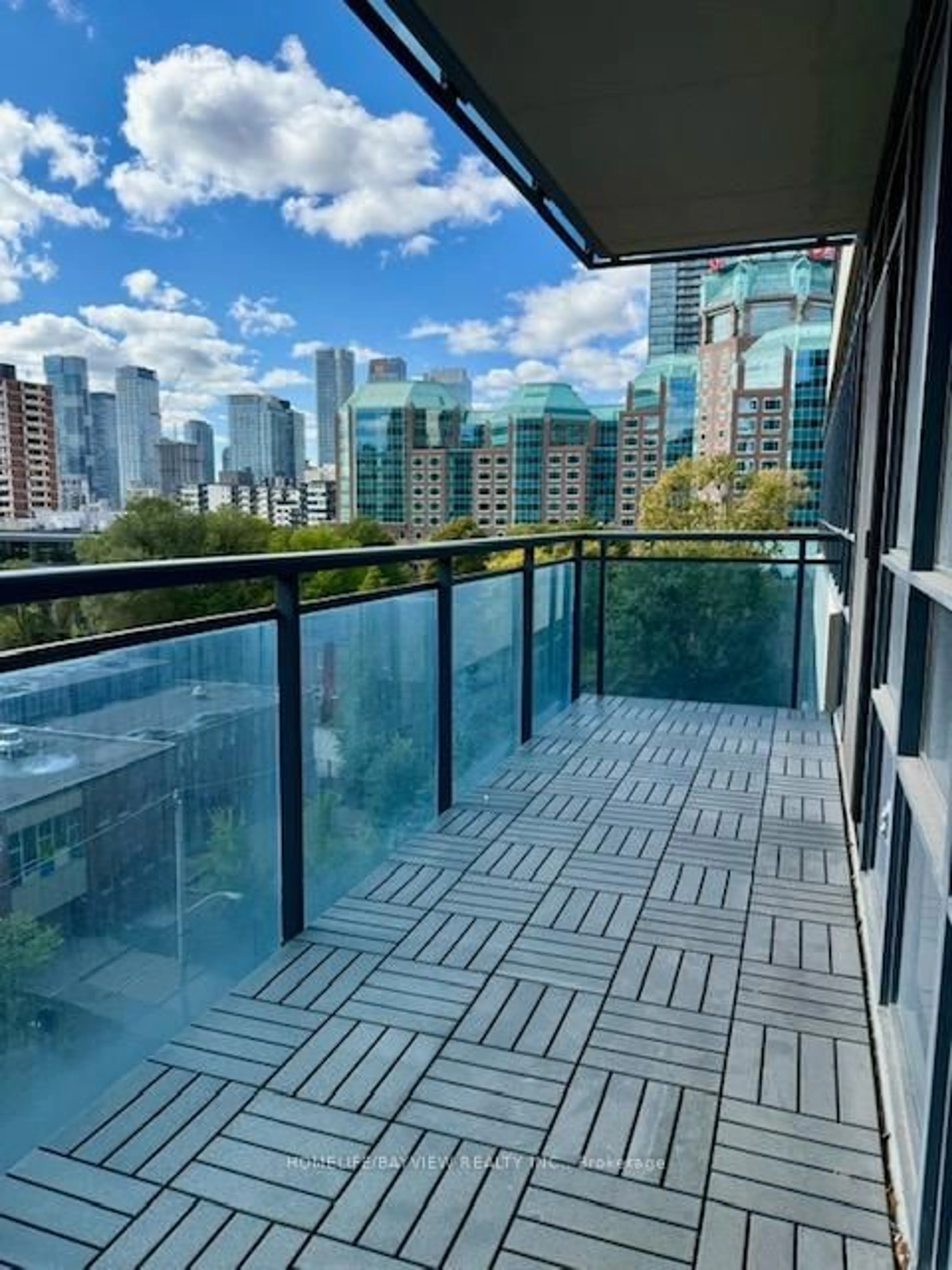 Balcony in the apartment, city buildings view from balcony for 28 LINDEN St #605, Toronto Ontario M4Y 0A4