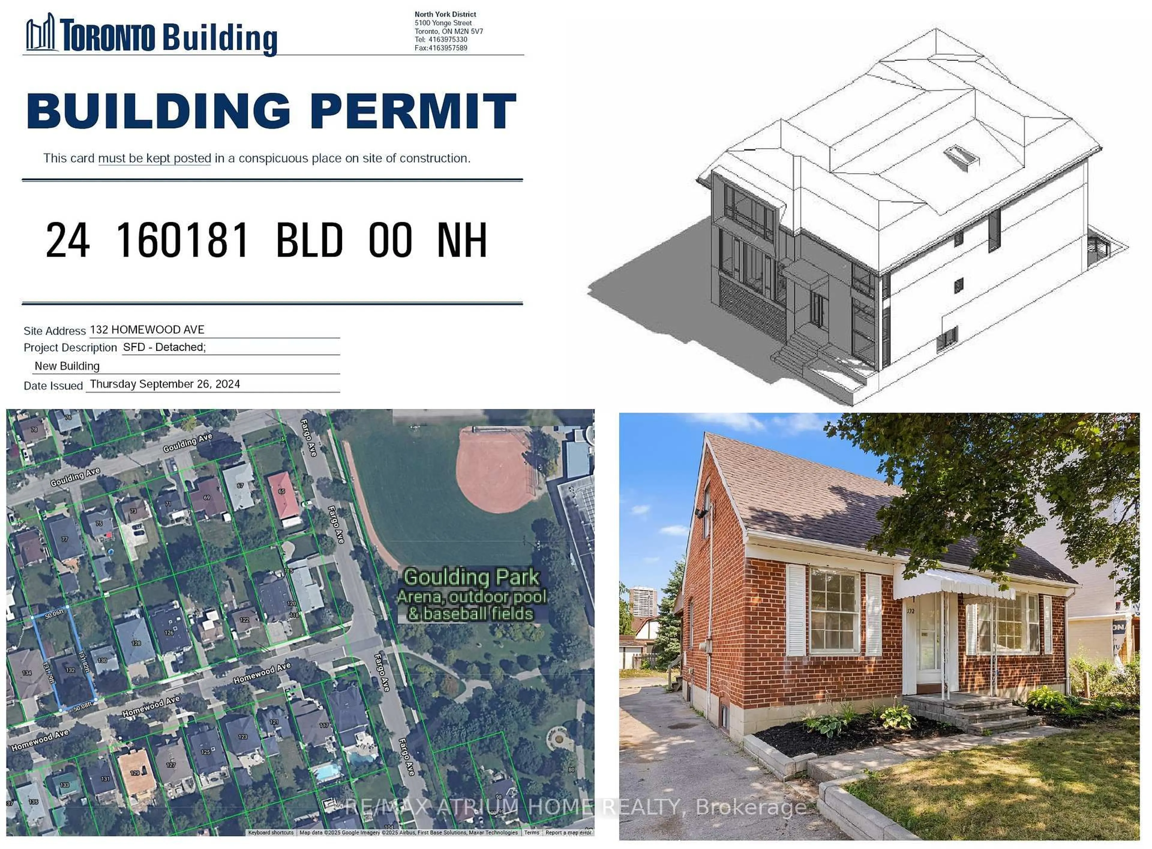 A pic from outside/outdoor area/front of a property/back of a property/a pic from drone, building for 132 Homewood Ave, Toronto Ontario M2M 1K3
