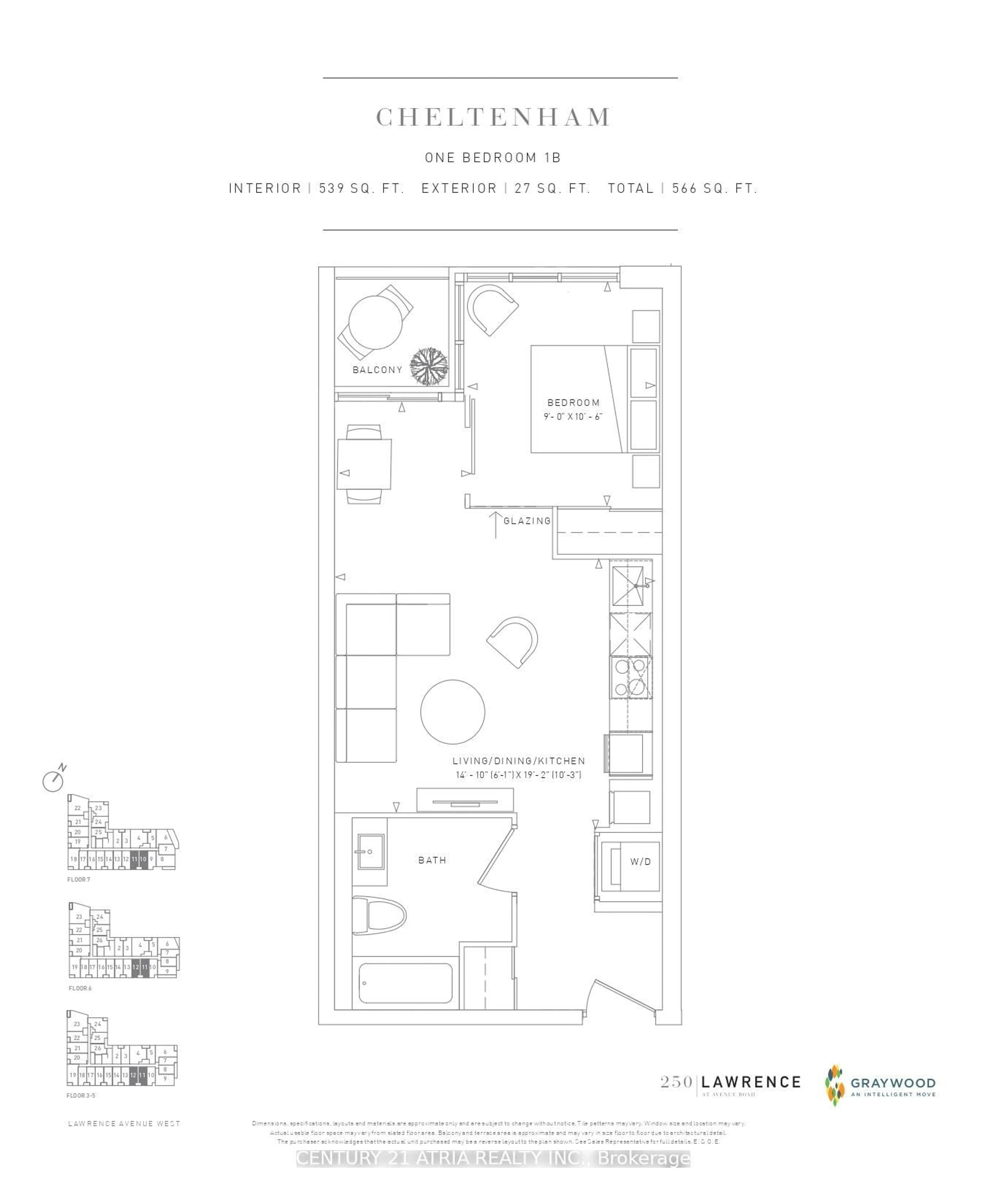 Floor plan for 250 Lawrence Ave #612, Toronto Ontario M5M 1B1