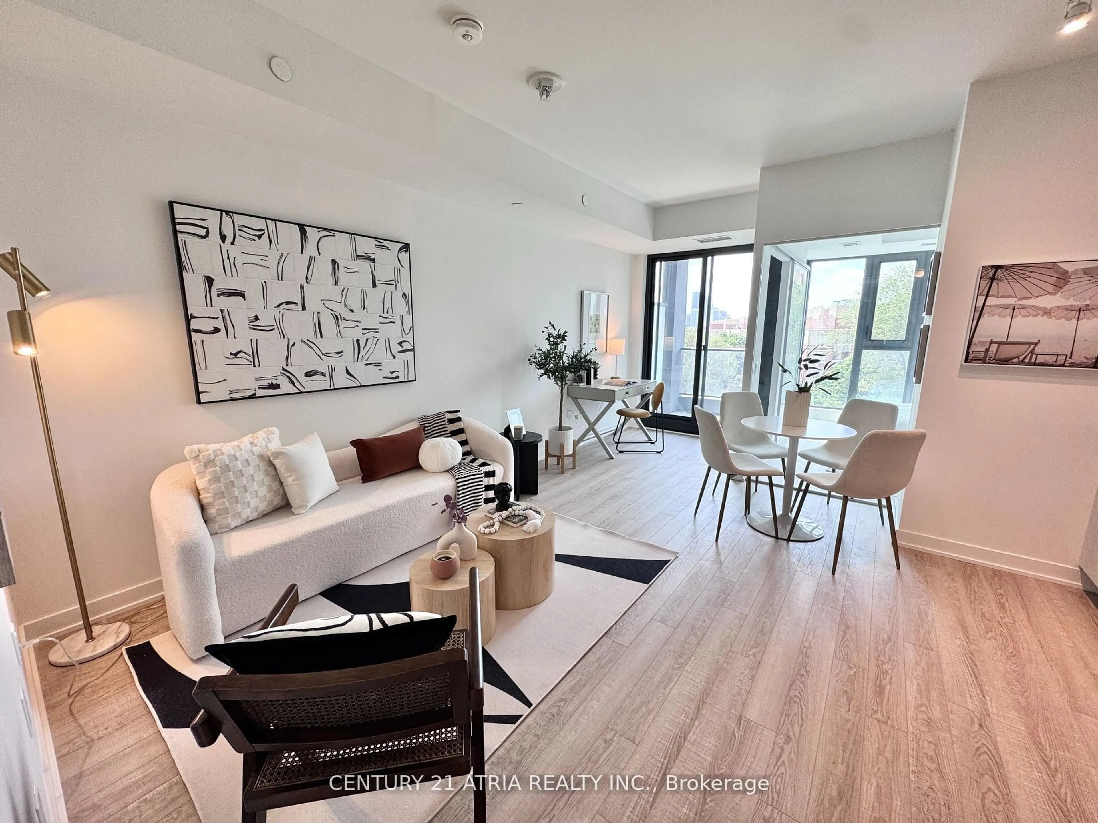 Living room with furniture, wood/laminate floor for 250 Lawrence Ave #612, Toronto Ontario M5M 1B1