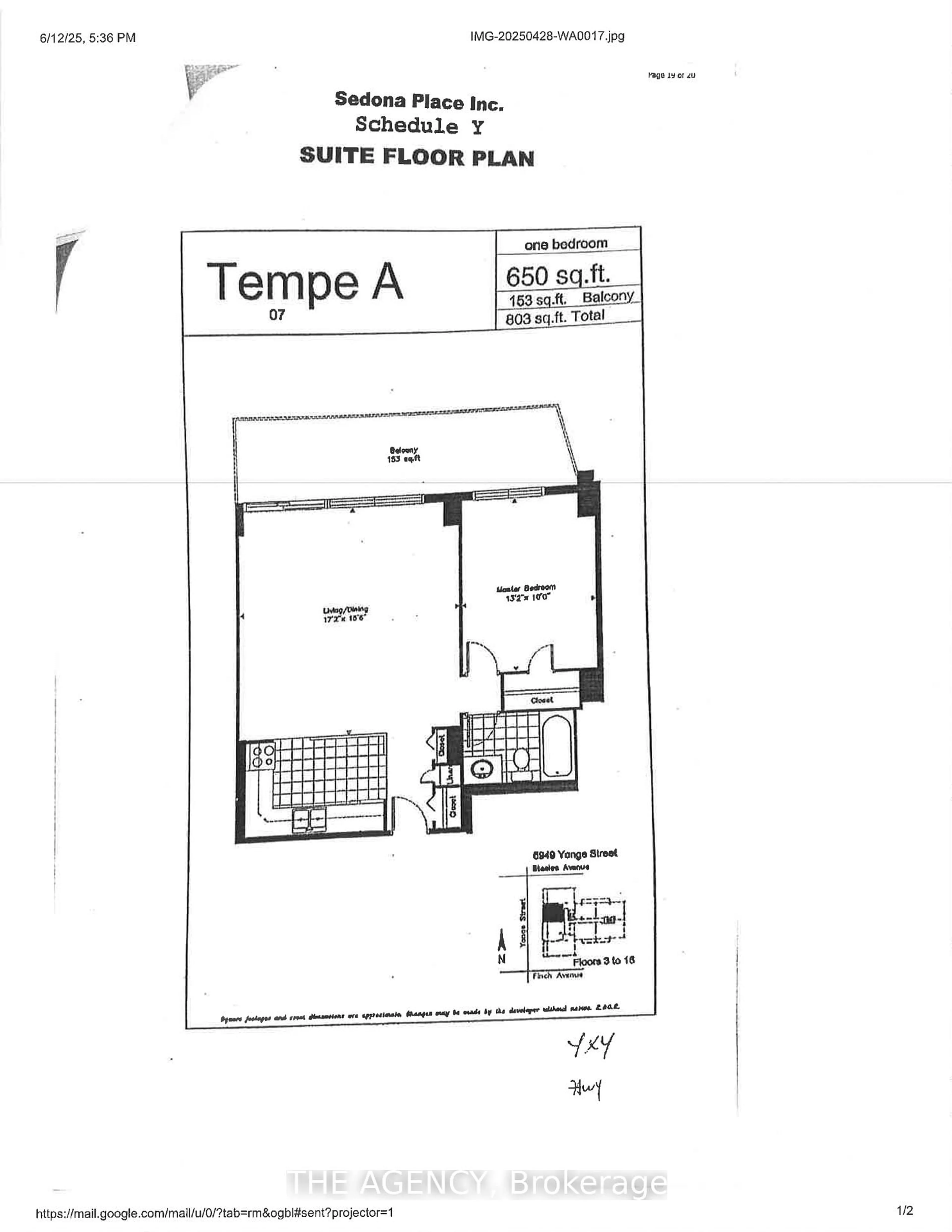 Floor plan for 5949 Yonge St #1207, Toronto Ontario M2M 3V8