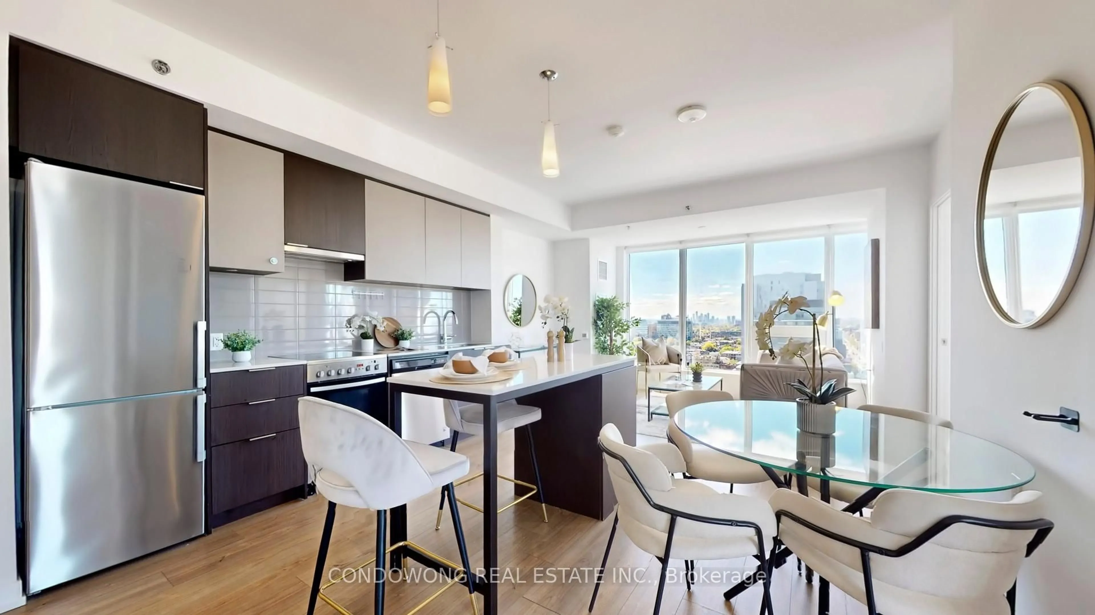 Contemporary kitchen, ceramic/tile floor for 203 College St #1704, Toronto Ontario M5T 0C8